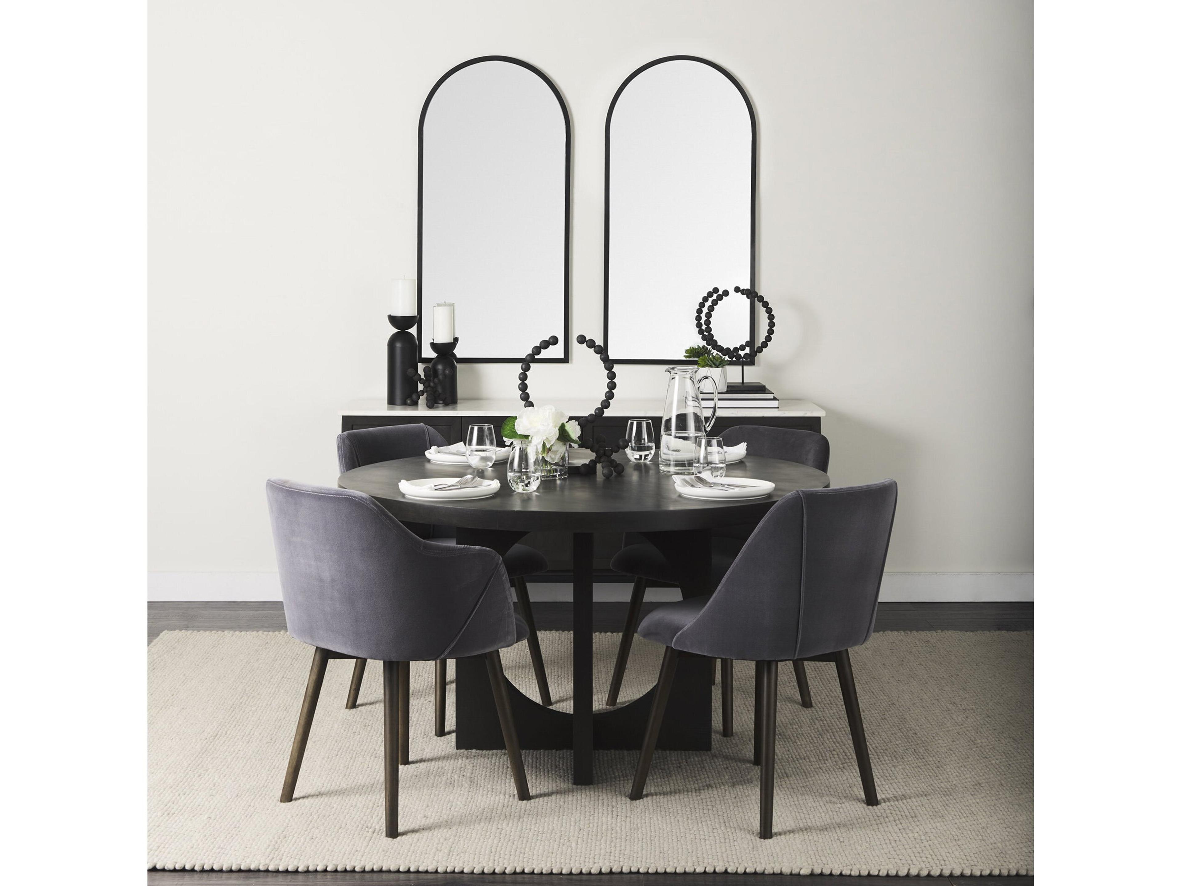 Mercana Ronald II Grey Velvet Wrap Black Wooden Base Dining Chair