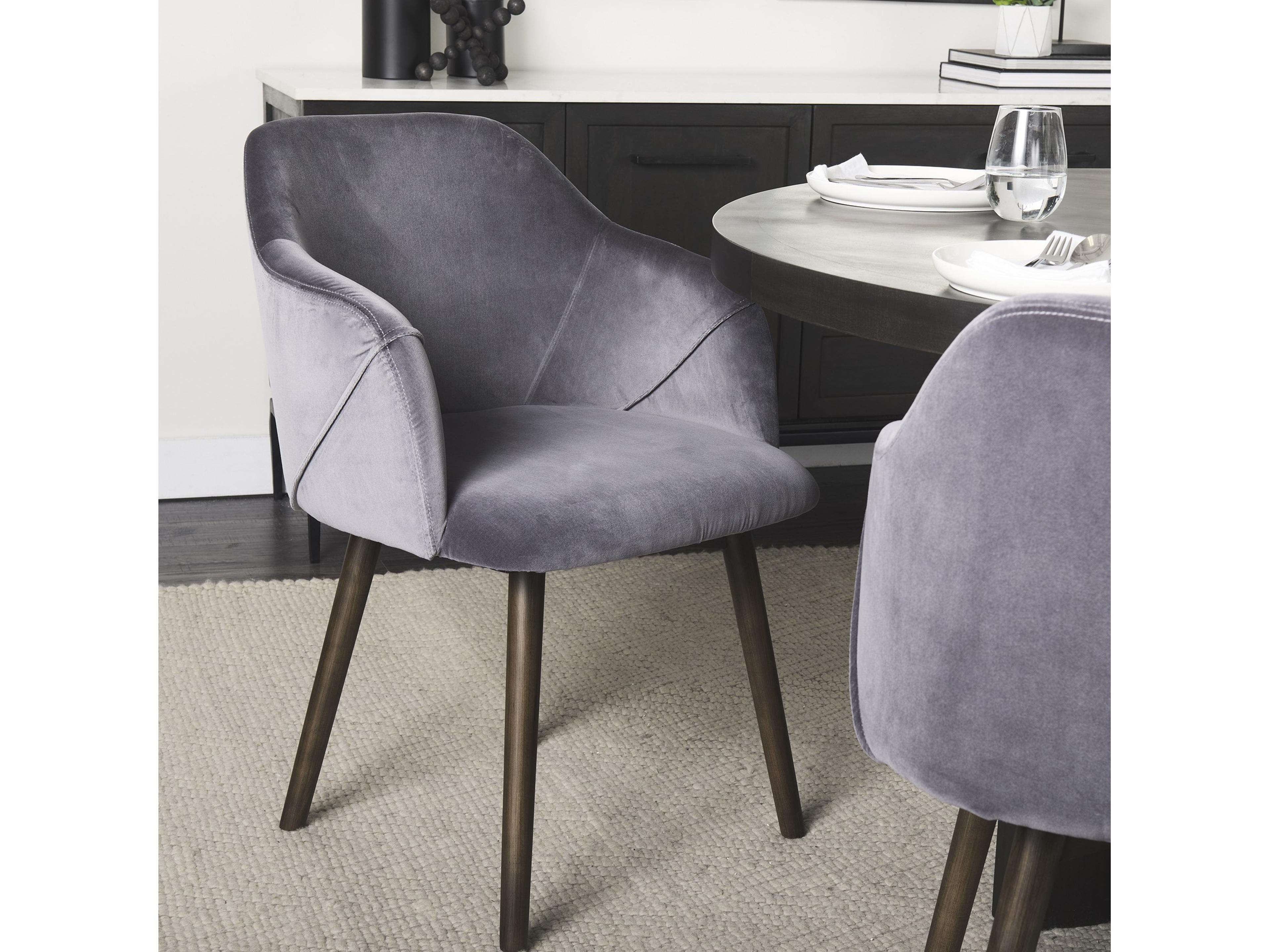 Mercana Ronald II Grey Velvet Wrap Black Wooden Base Dining Chair