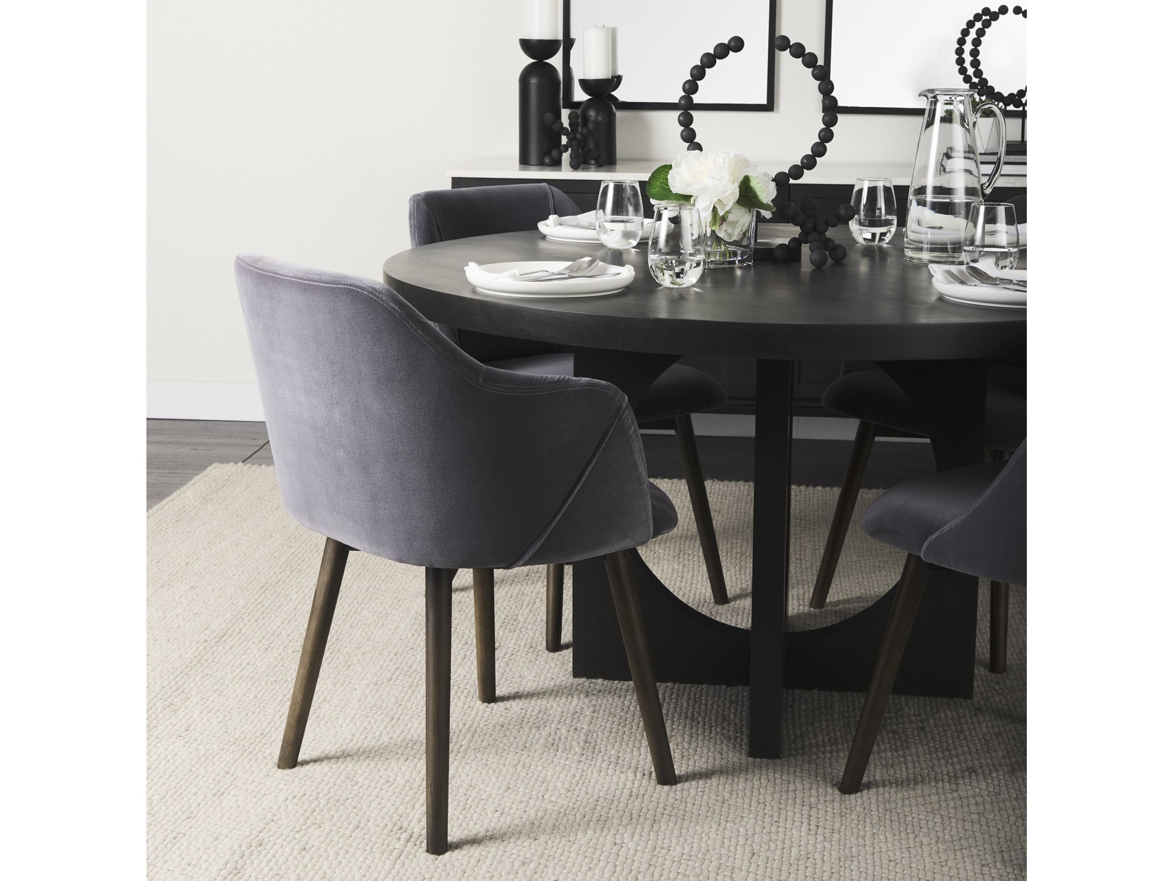 Mercana Ronald II Grey Velvet Wrap Black Wooden Base Dining Chair