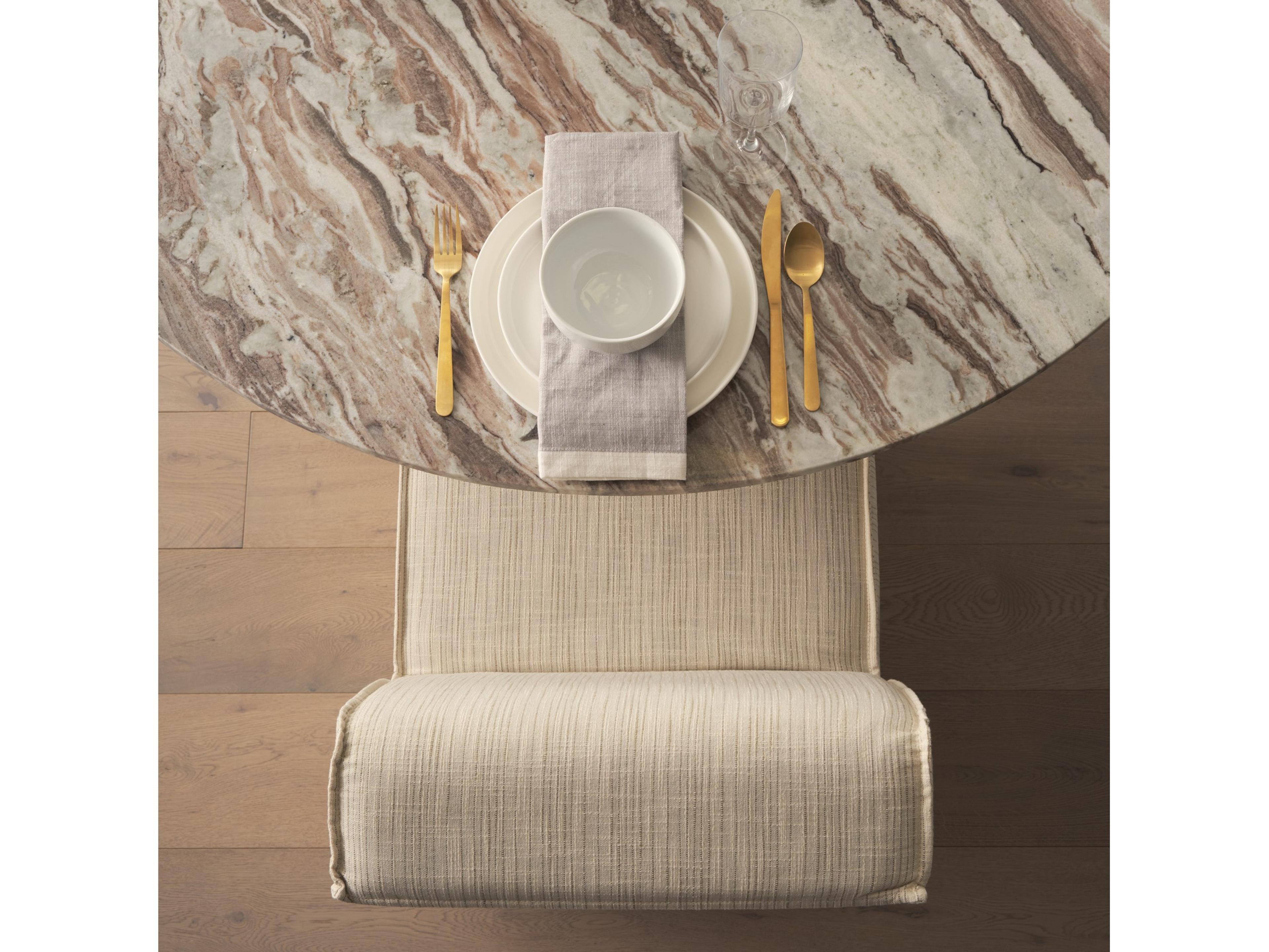 Mercana Damon Fully Upholstered Cream-Toned Fabric Dining Chair on Casters