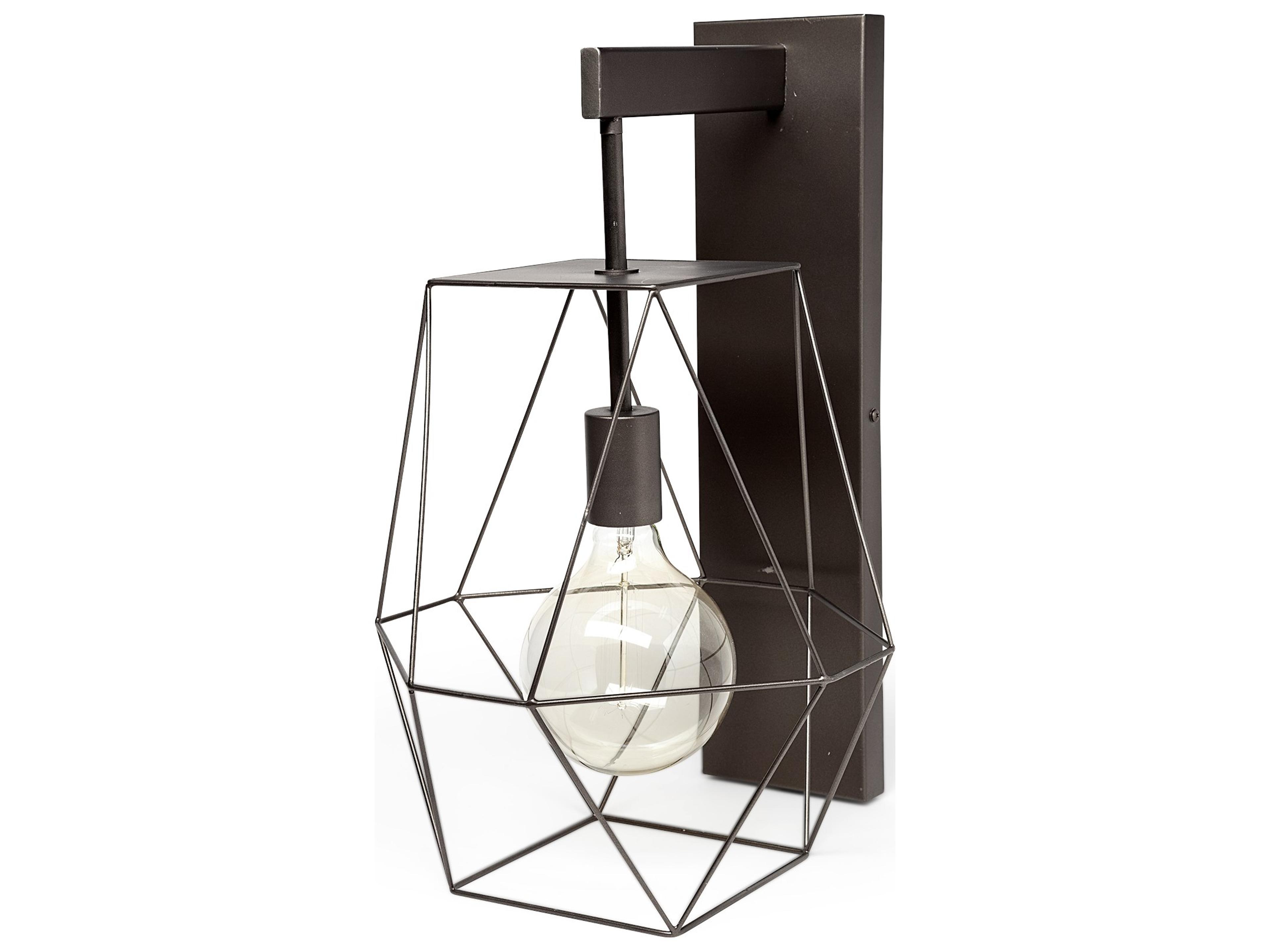 Mercana Cordova 12x19 Gray Metal Hanging Bulb Caged Wall Sconce