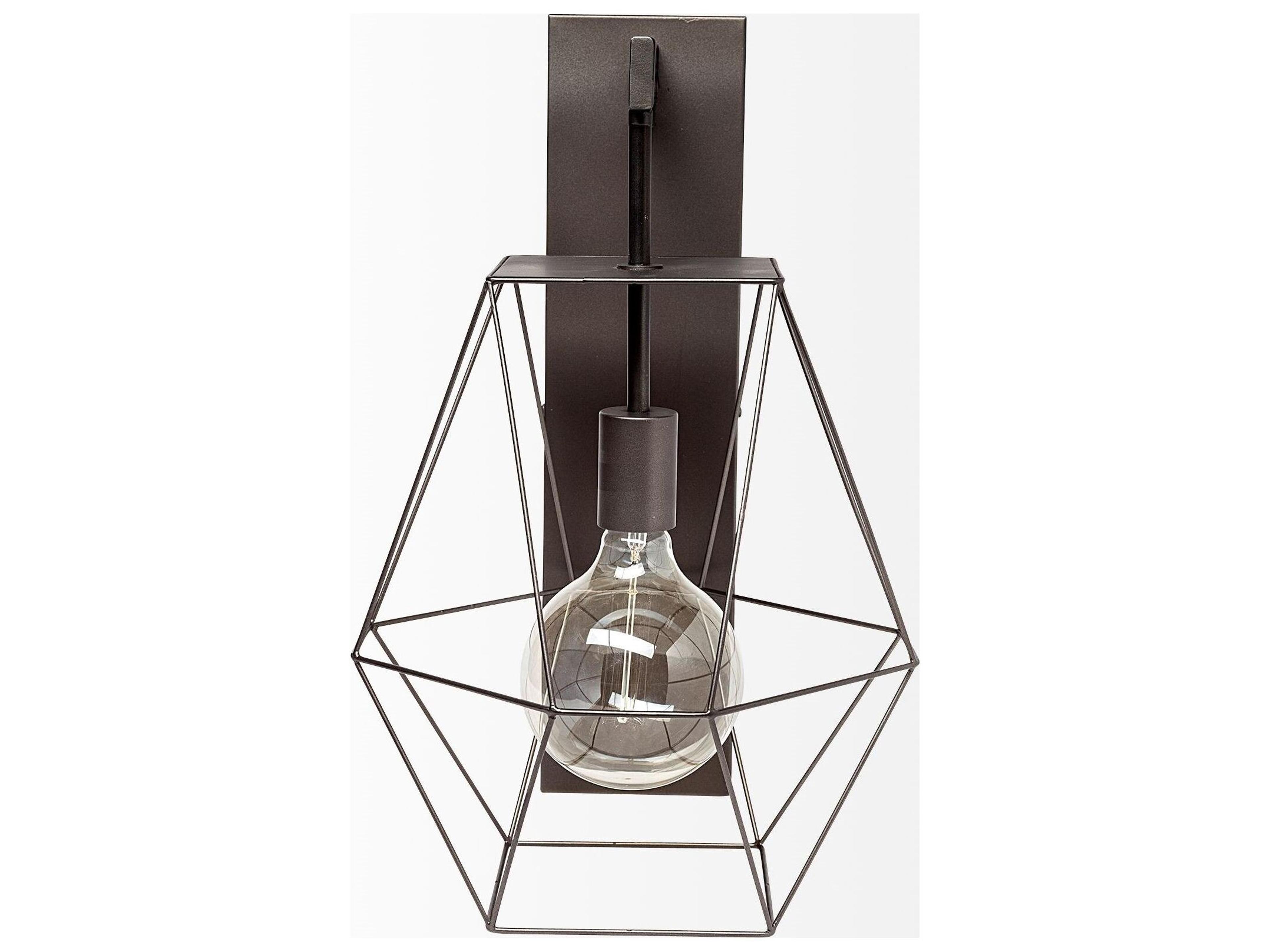Mercana Cordova 12x19 Gray Metal Hanging Bulb Caged Wall Sconce