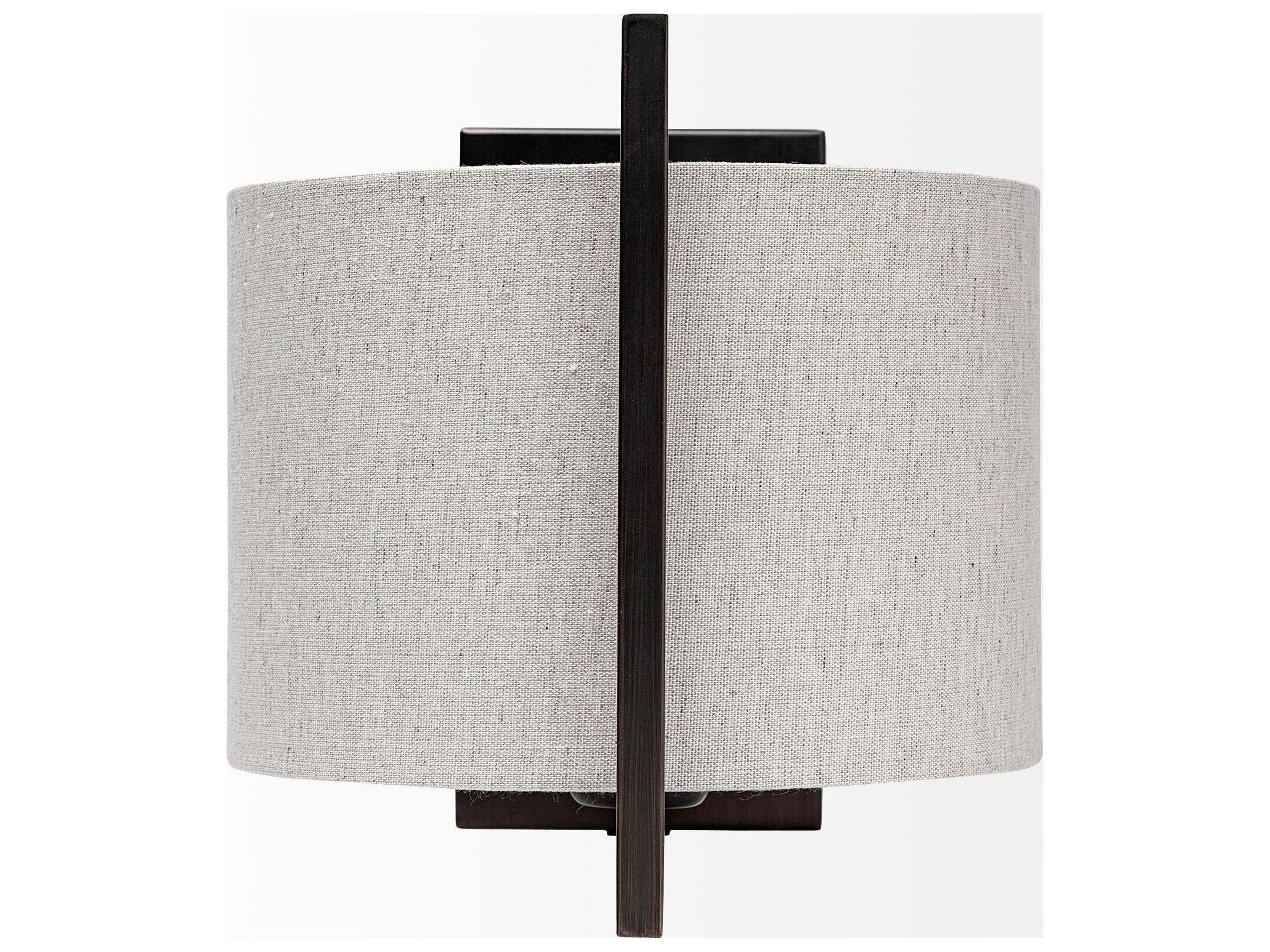Mercana Smithe I 9x13 Black Toned Metal Cream Lampshade Wall Sconce