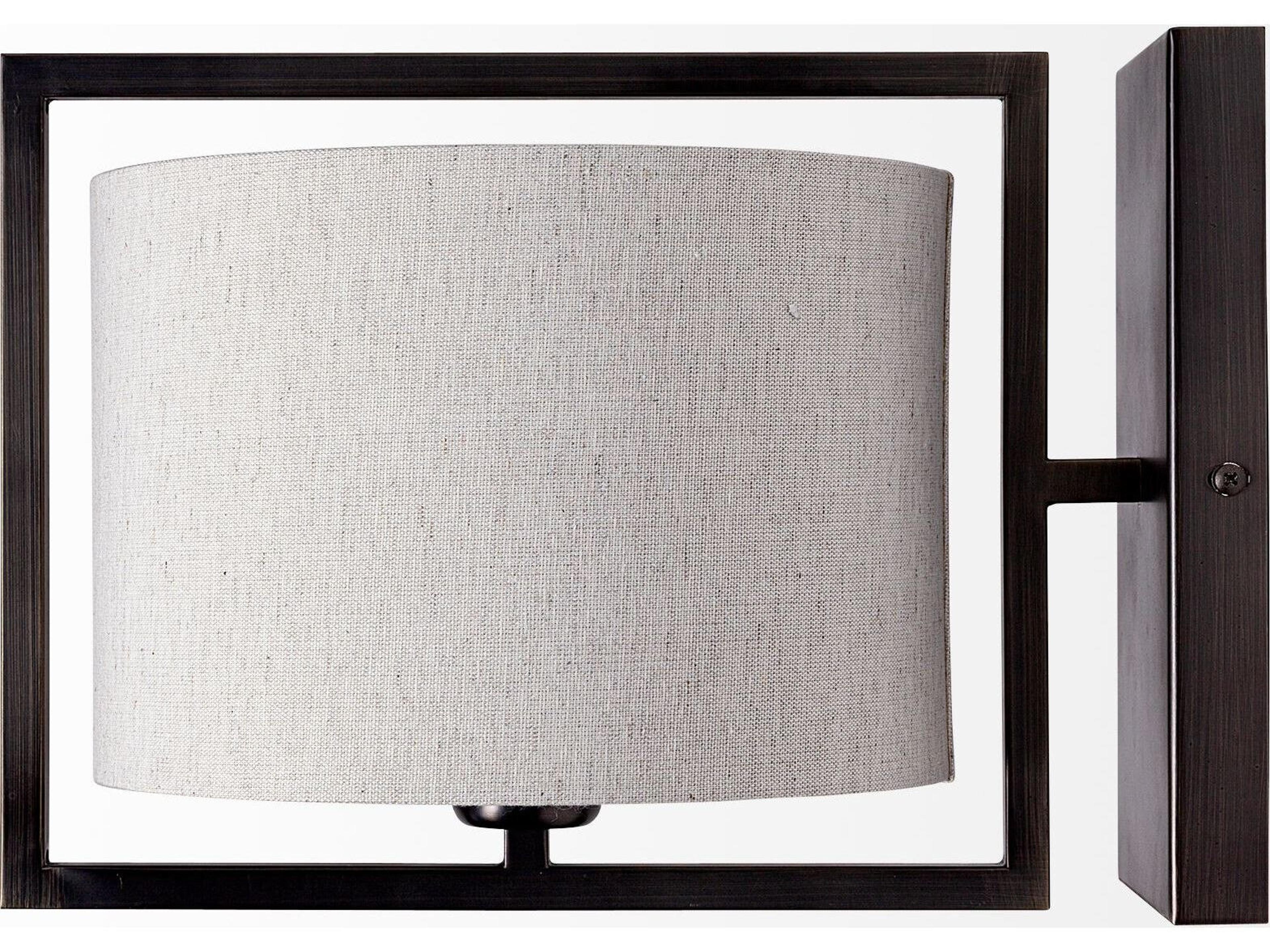 Mercana Smithe I 9x13 Black Toned Metal Cream Lampshade Wall Sconce