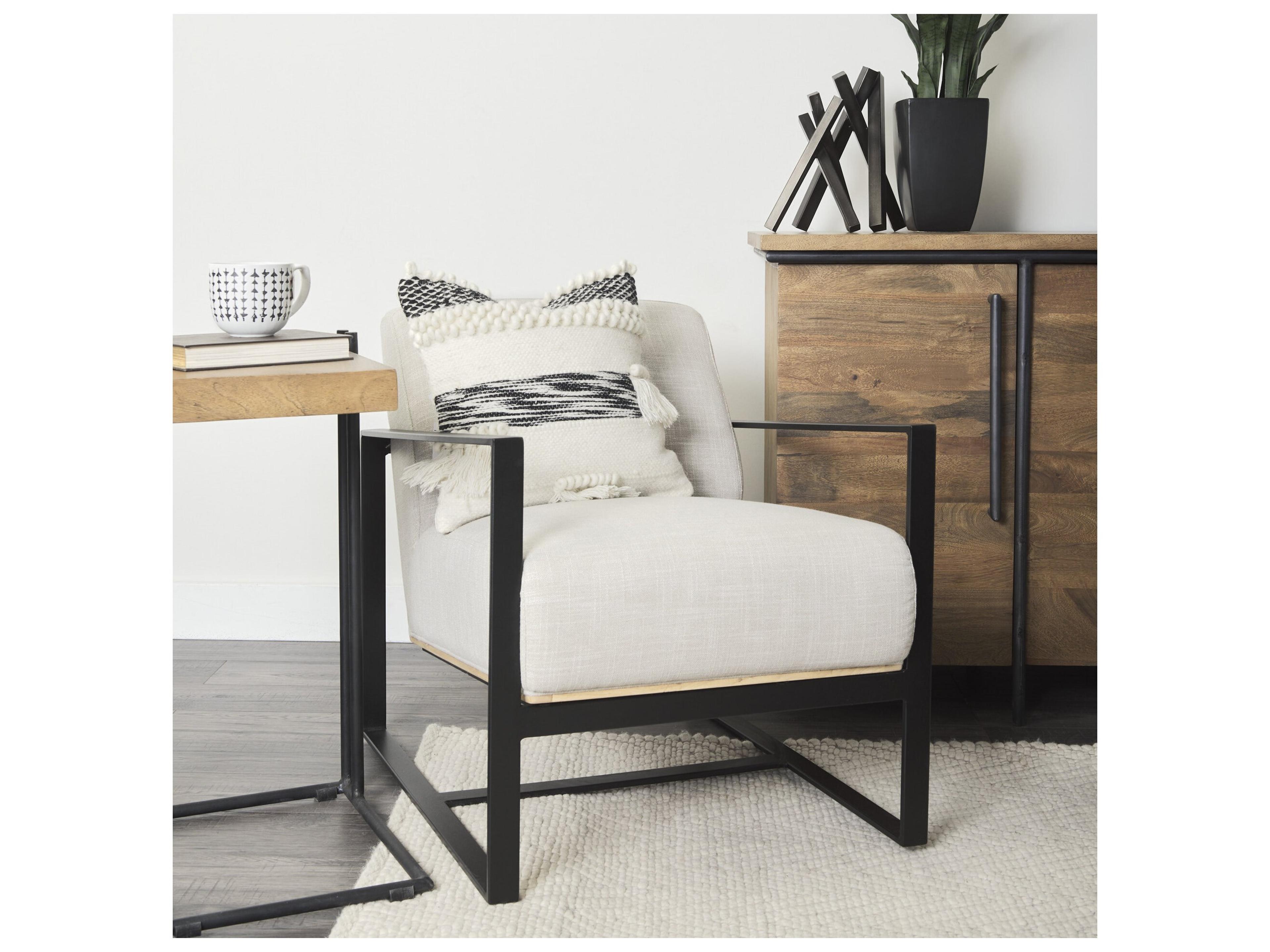 Mercana Beardell 18 x 18 Cream And Black Details With Tassels  Decorative Pillow Cover