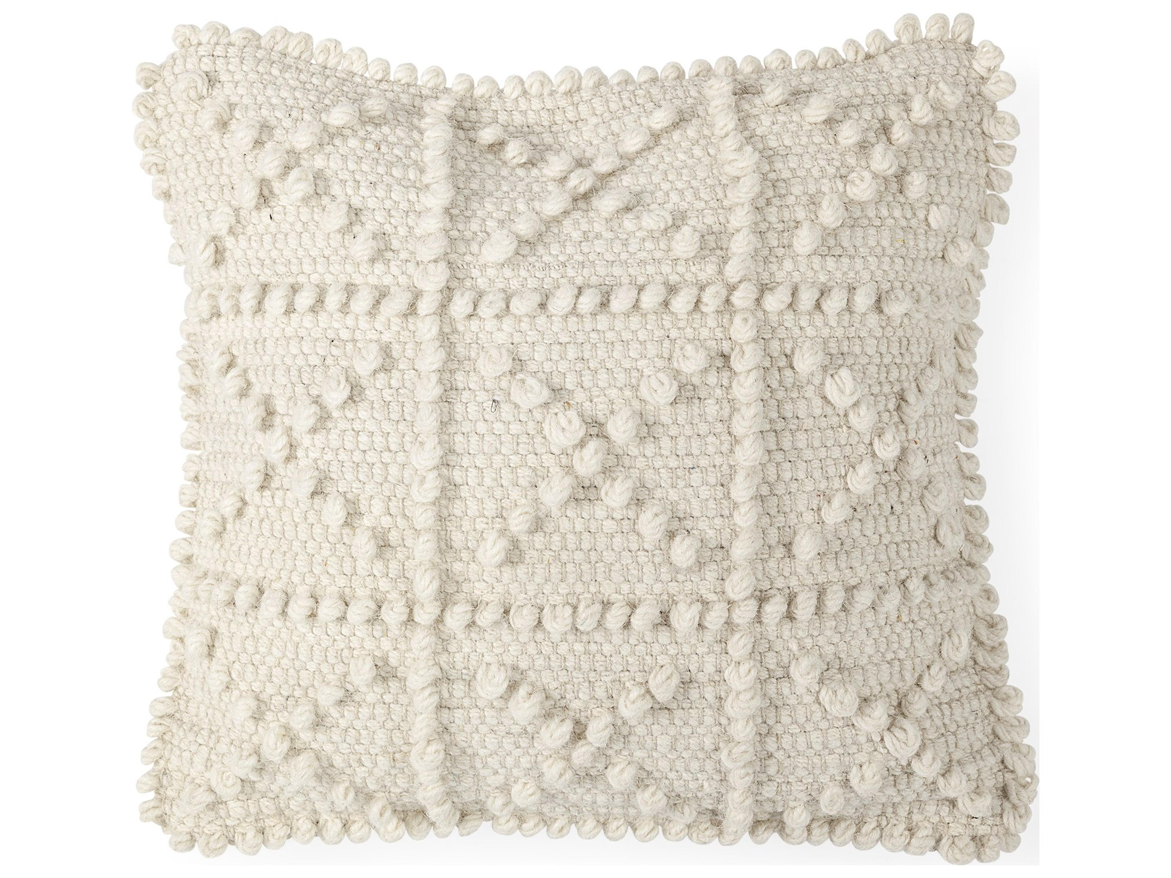 Leroy 18 x 18 Cream Raised Pattern Detail Decorative Pillow Cover