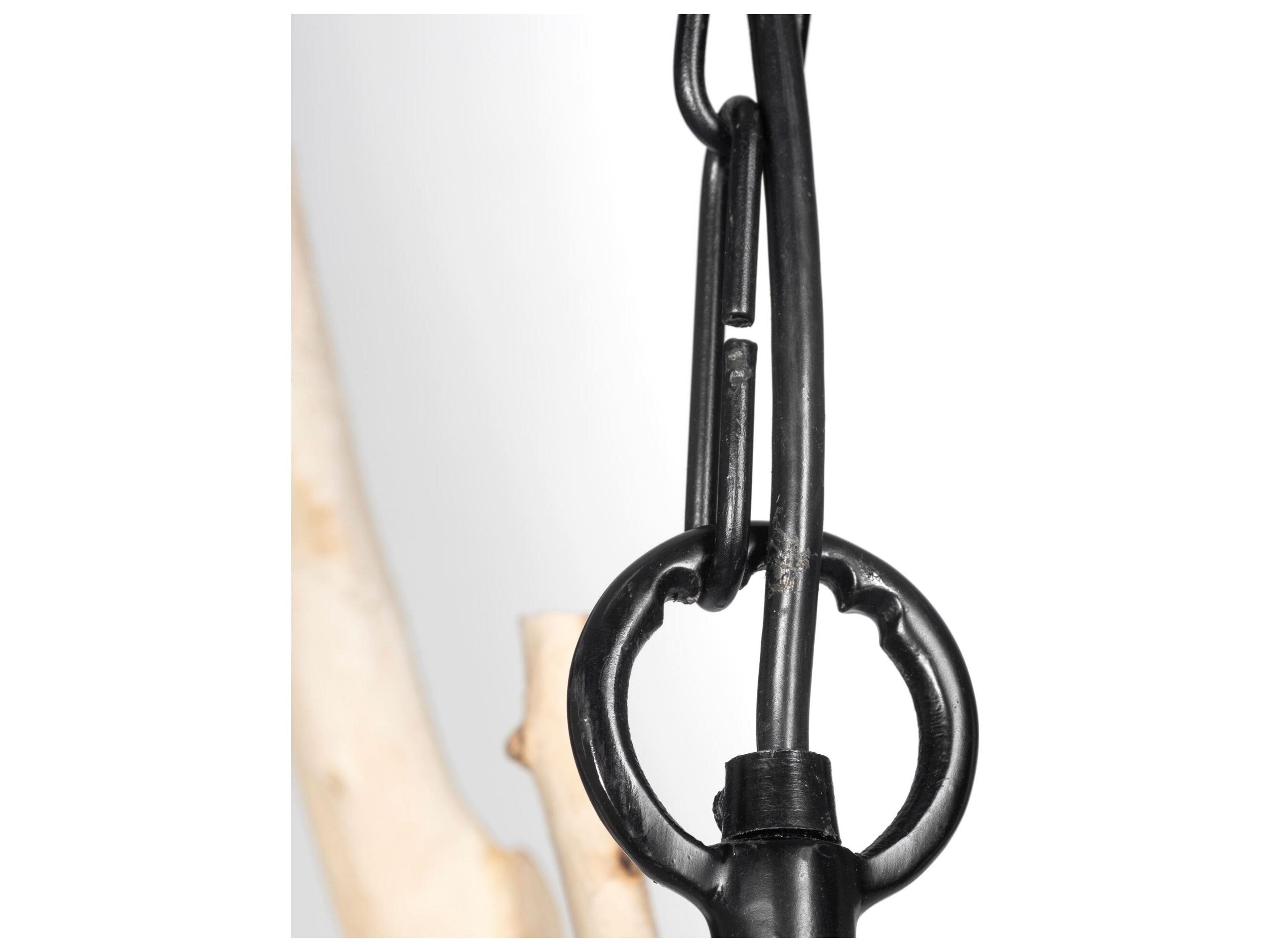 Mercana Jules 25x25 Blonde Wood and Black Metal Six Bulb Chandelier Light