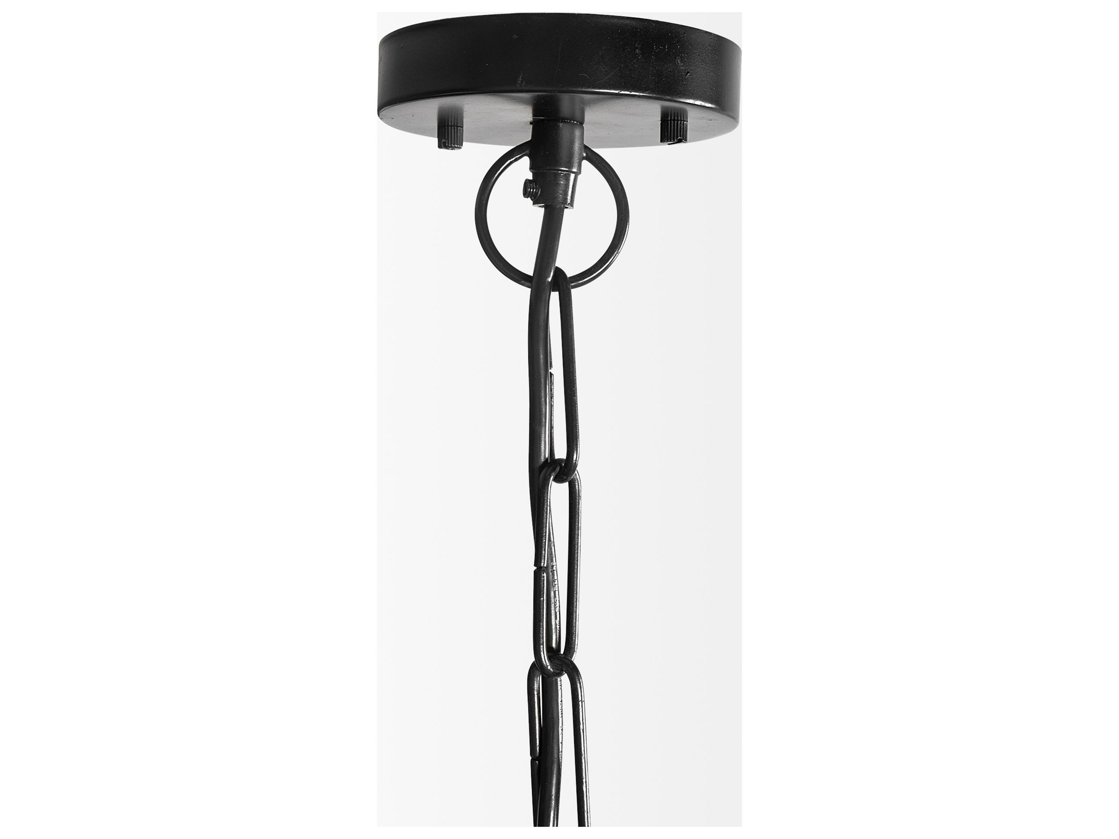 Mercana Jules 25x25 Blonde Wood and Black Metal Six Bulb Chandelier Light