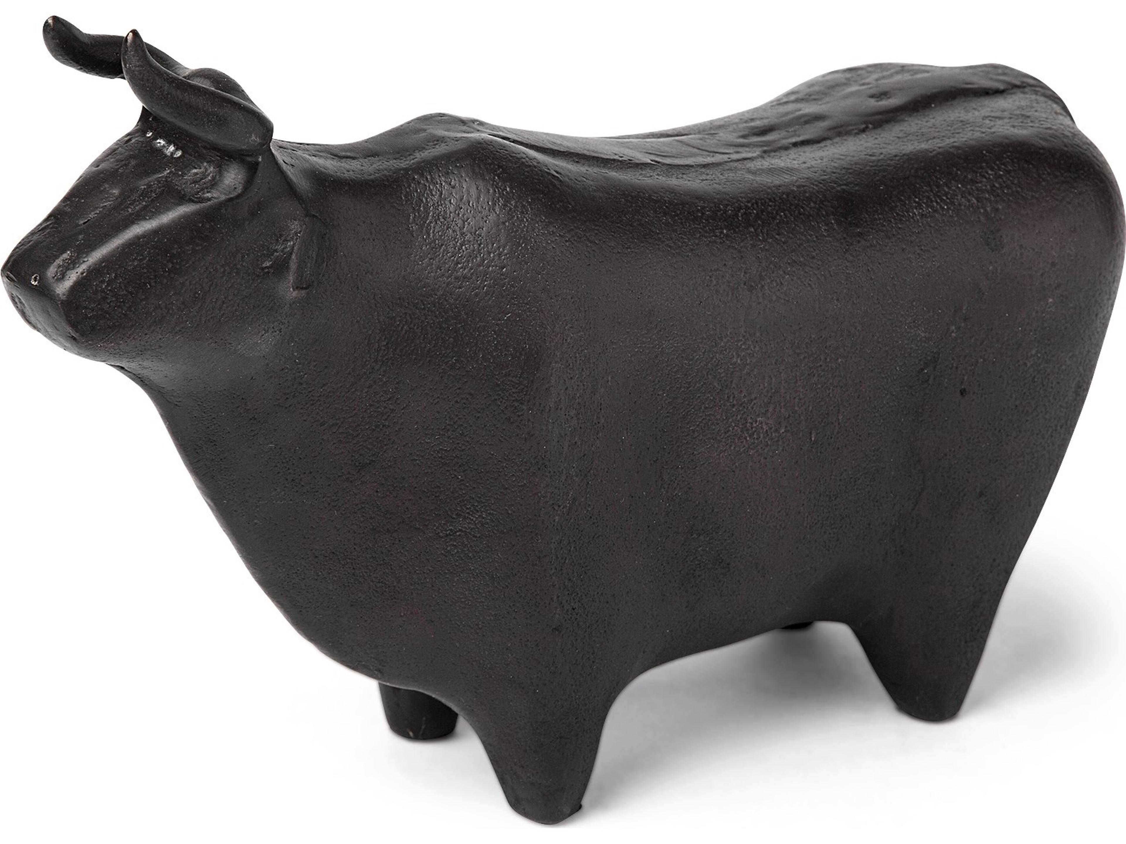 Taurus II 9L x 4W Black Cast Aluminum Bull Decorative Object