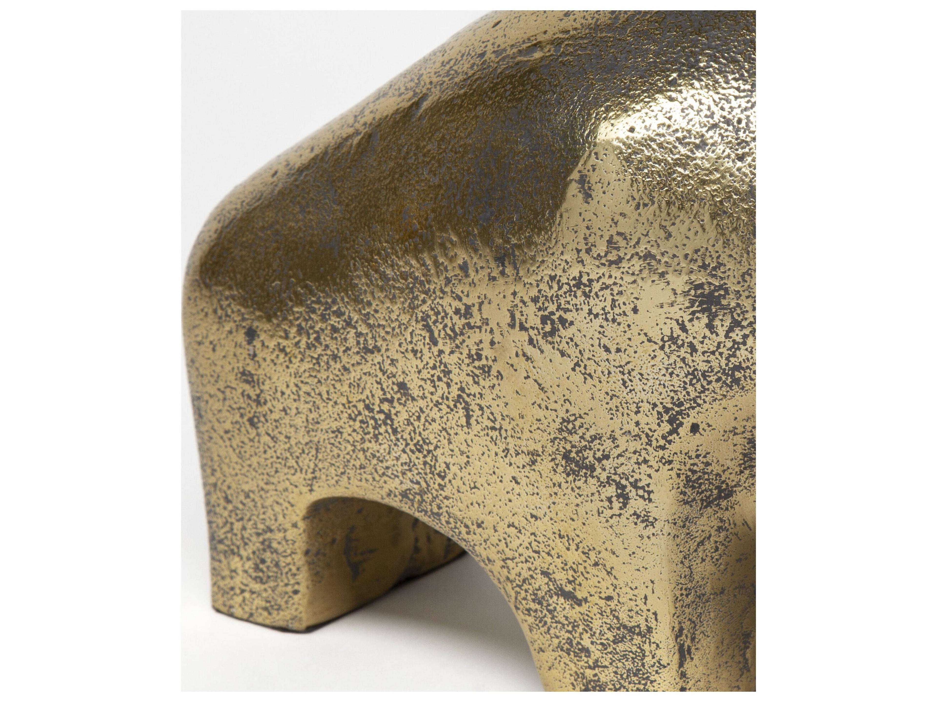 Mercana Tauro I 9L x 4W Gold Cast Aluminum Raging Bull