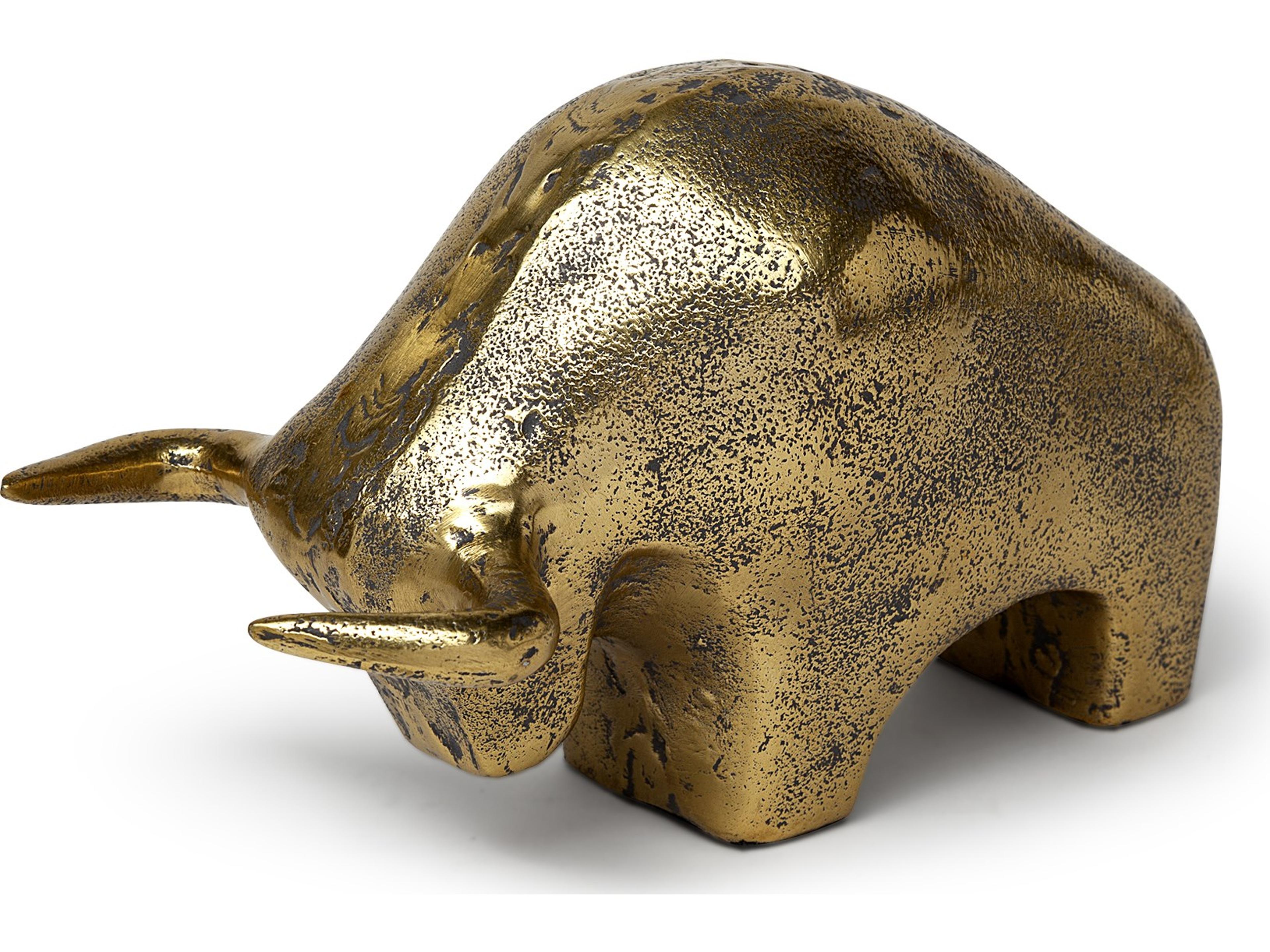 Tauro I 9L x 4W Gold Cast Aluminum Raging Bull