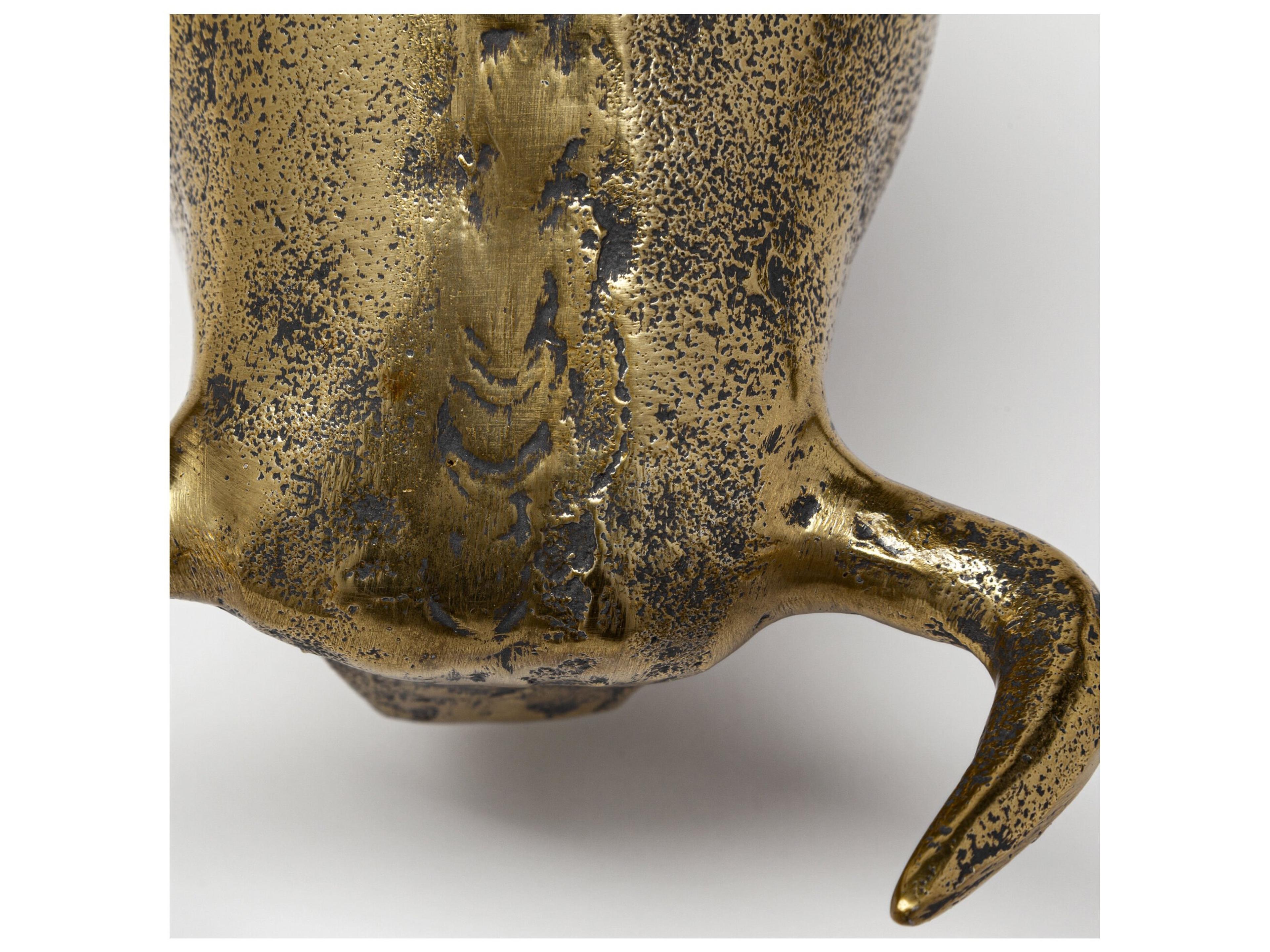 Mercana Tauro I 9L x 4W Gold Cast Aluminum Raging Bull