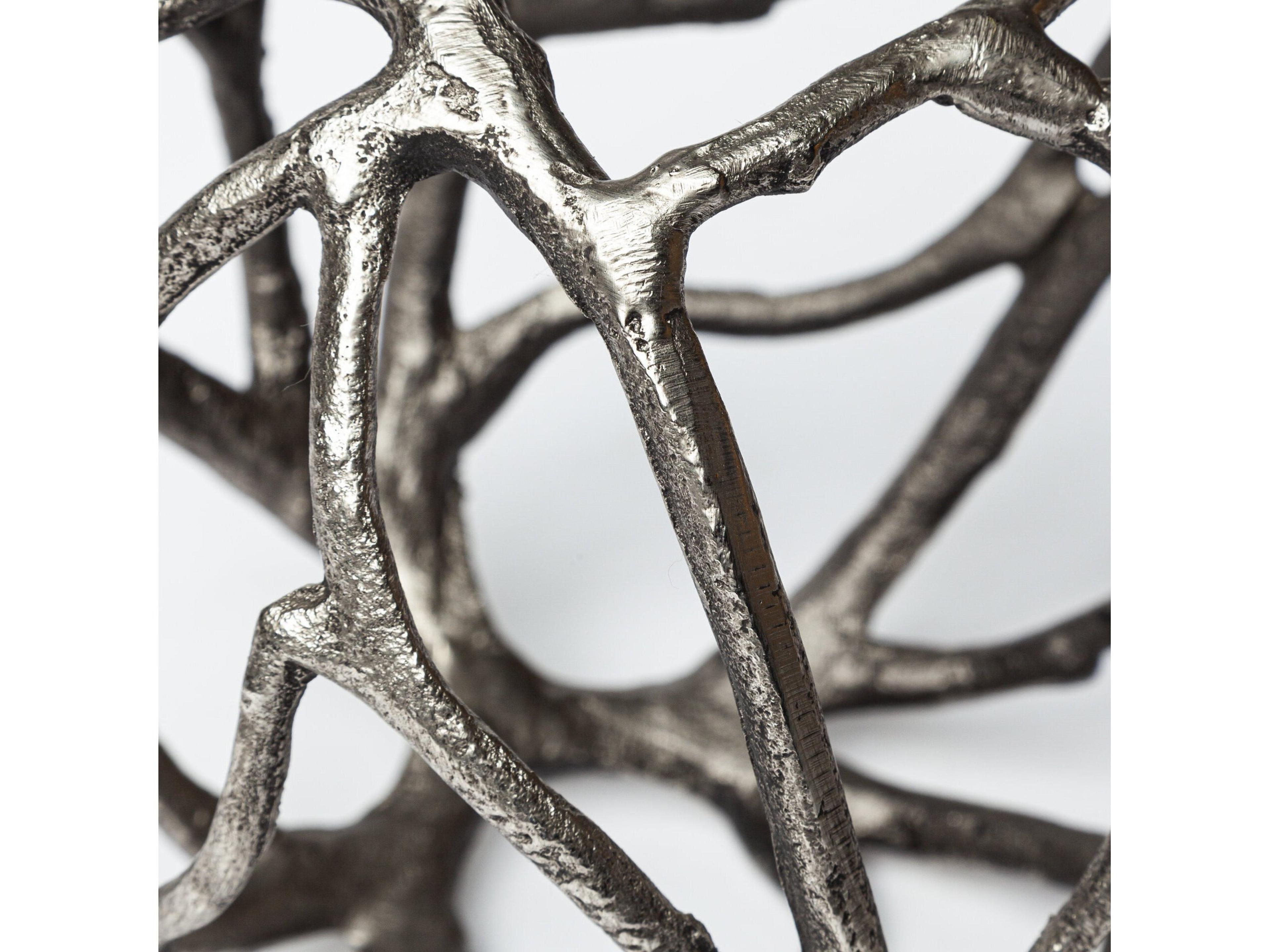 Mercana Sphaira I Small 5L x 5W Silver Cast Aluminum Decorative Tree Branch Orb