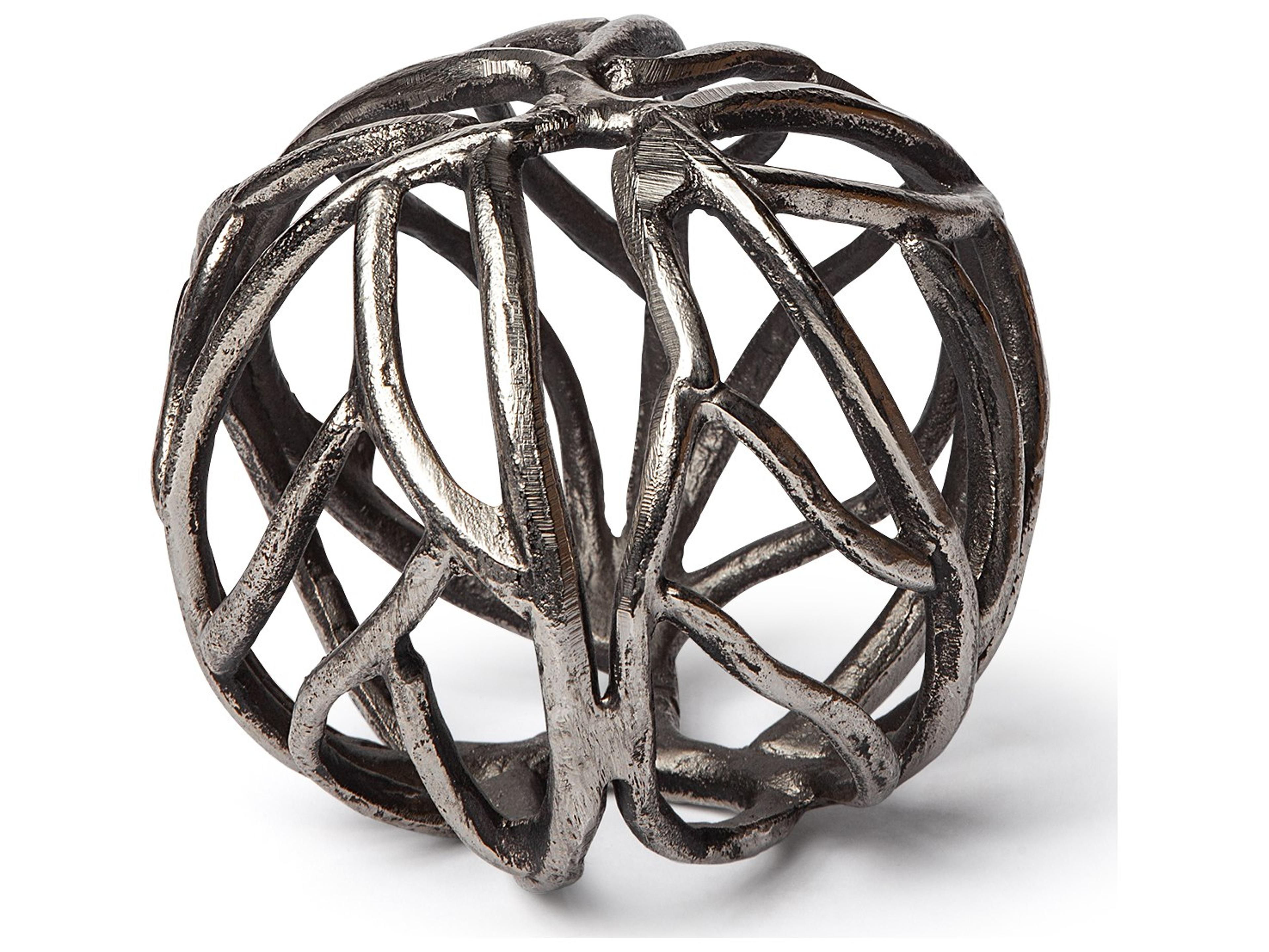 Sphaira I Small 5L x 5W Silver Cast Aluminum Decorative Tree Branch Orb