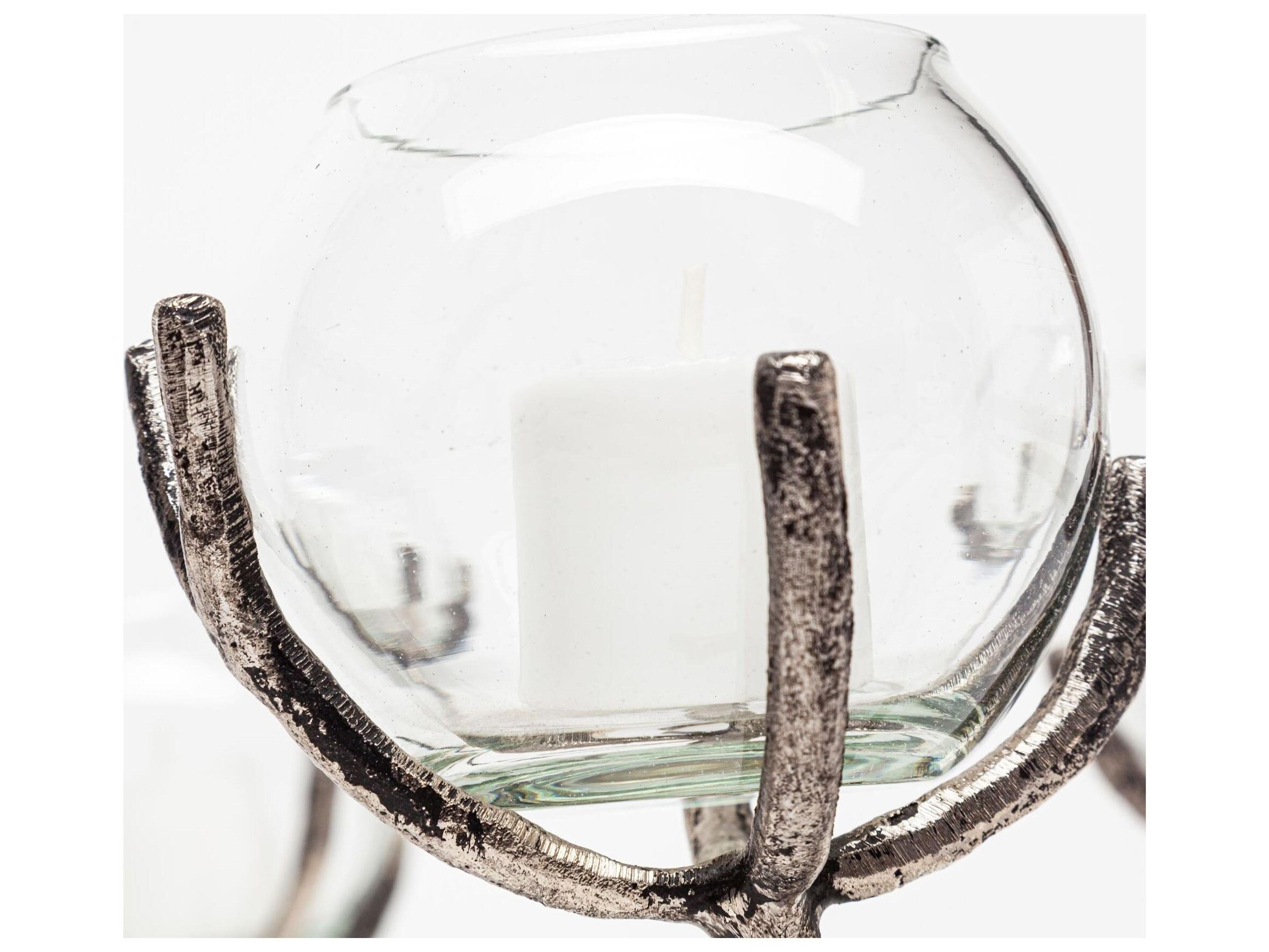 Mercana Vine I Distressed Silver Metal Creeper Five Candle Table Candle Holder