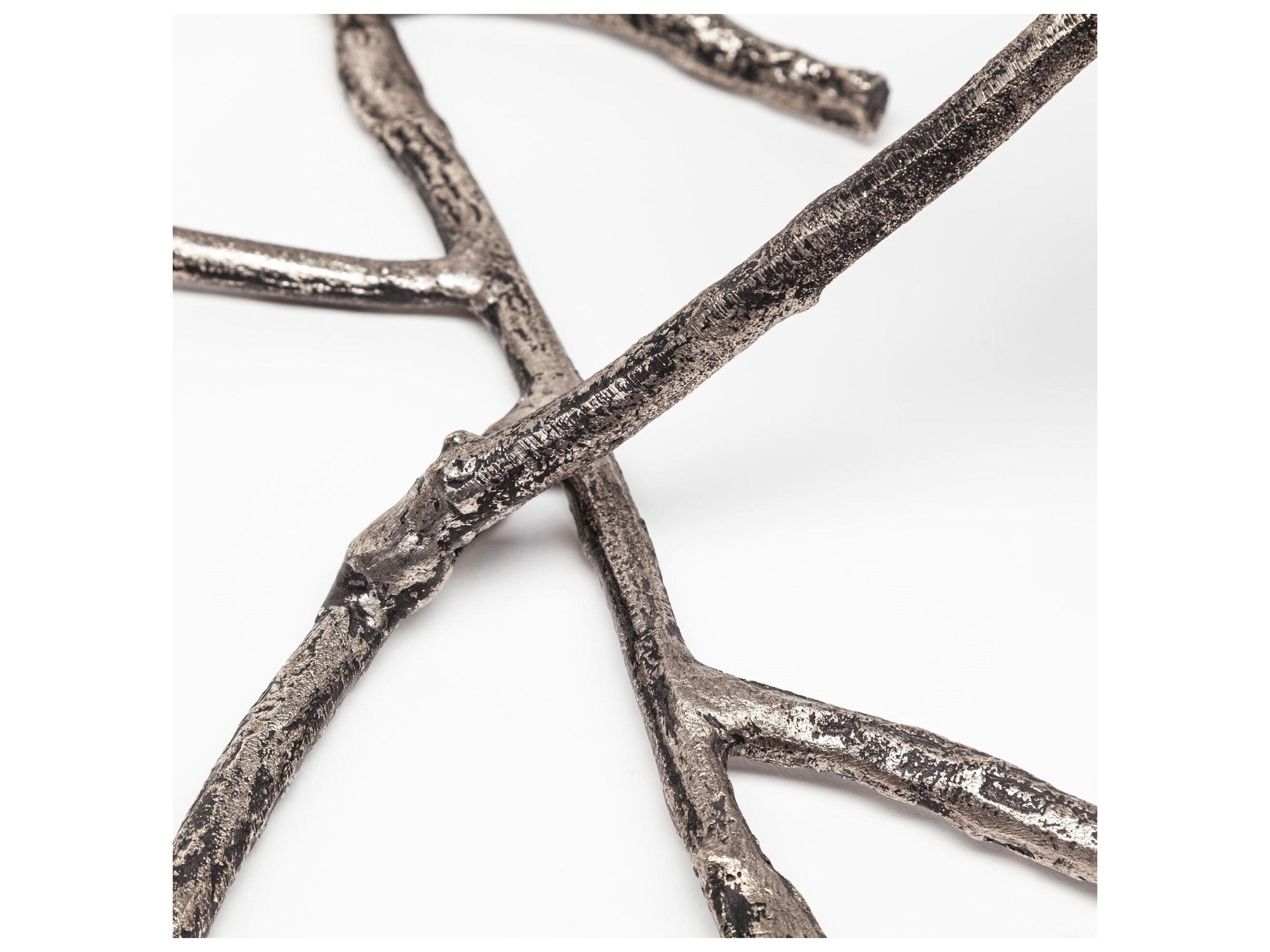 Mercana Vine I Distressed Silver Metal Creeper Five Candle Table Candle Holder