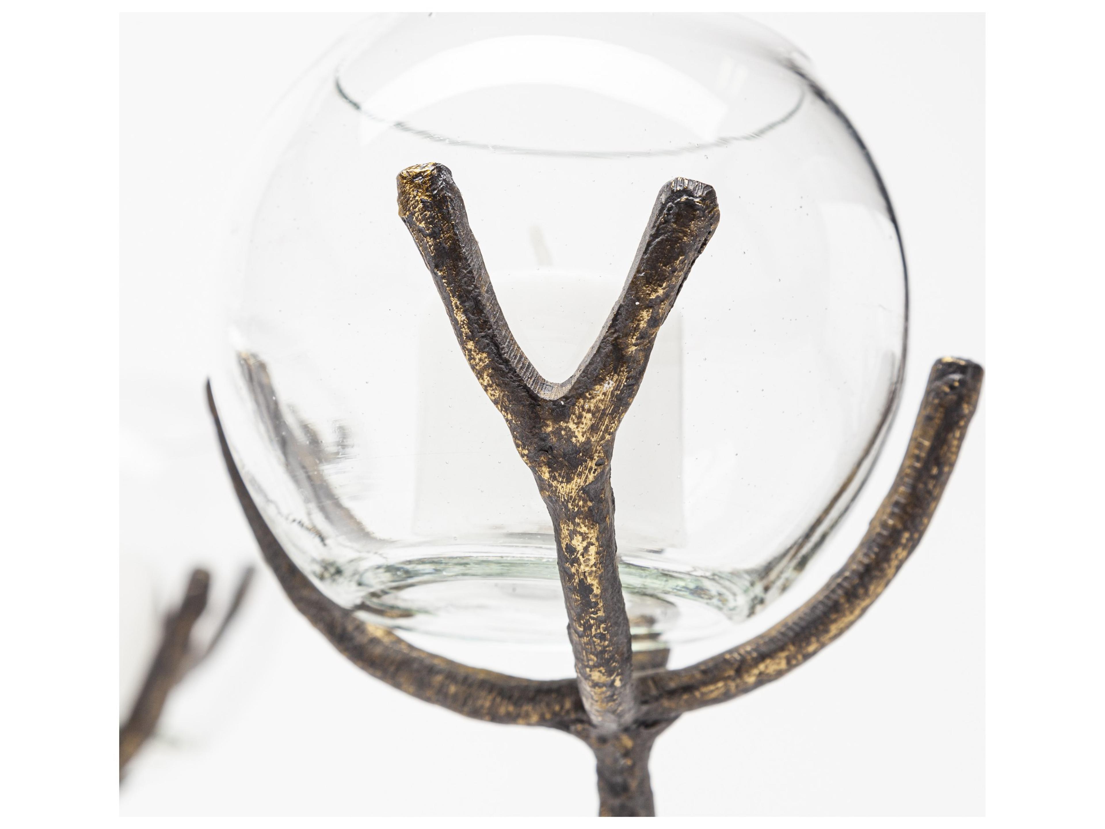 Mercana Vine II Distressed Gold Metal Creeper Five Candle Table Candle Holder