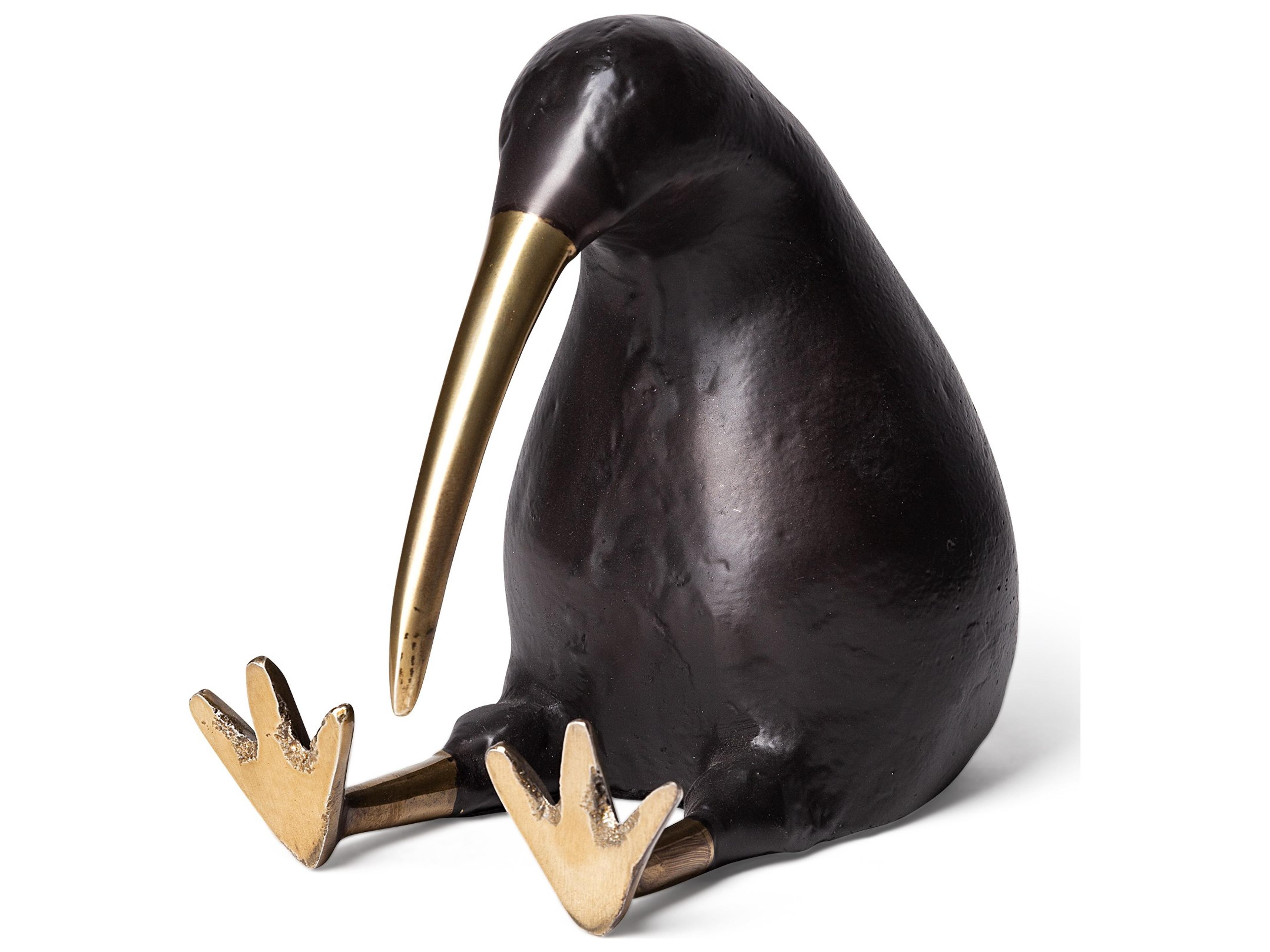 Mercana Dodo Kiwi 7L x 4W Black Cast Aluminum Mauritian Bird Sculpture