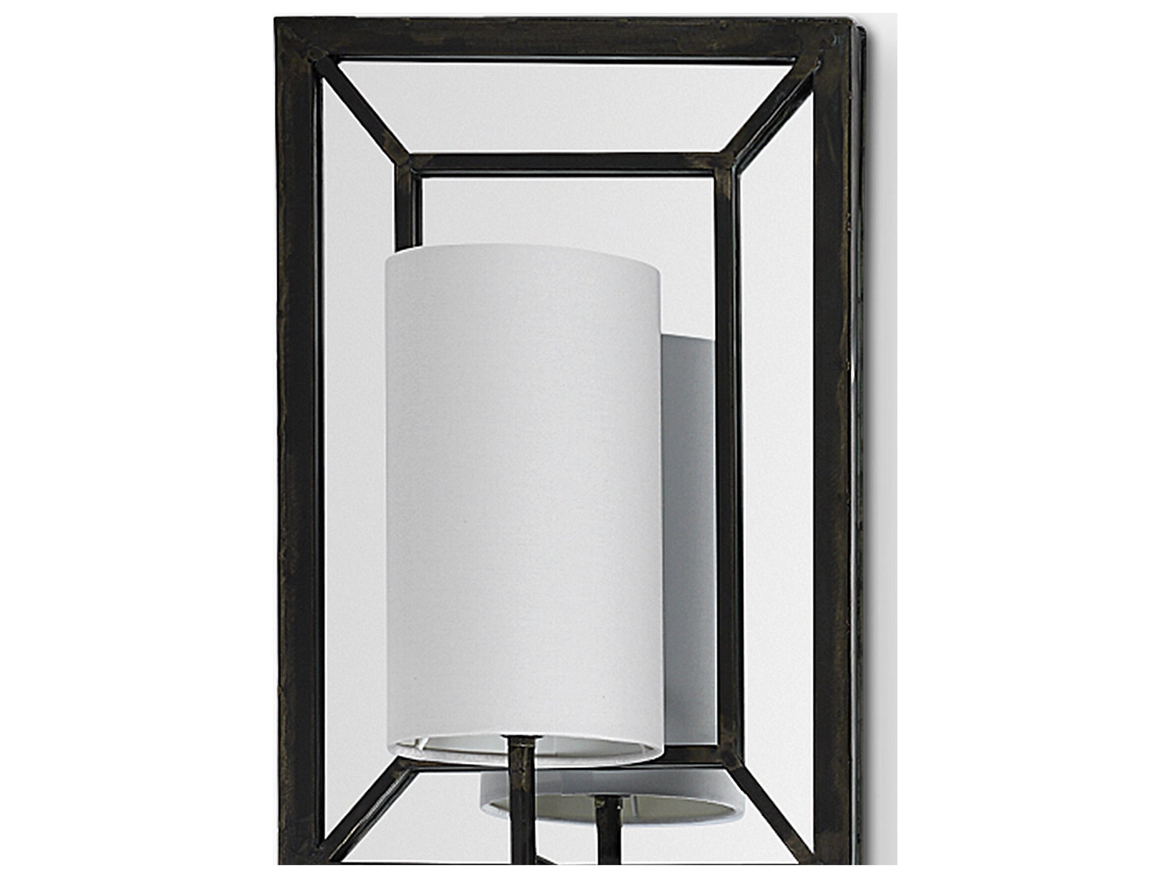 Mercana Noah 12.2x55 Black Metal w/White Fabric Shade Rectangular Wall Sconce