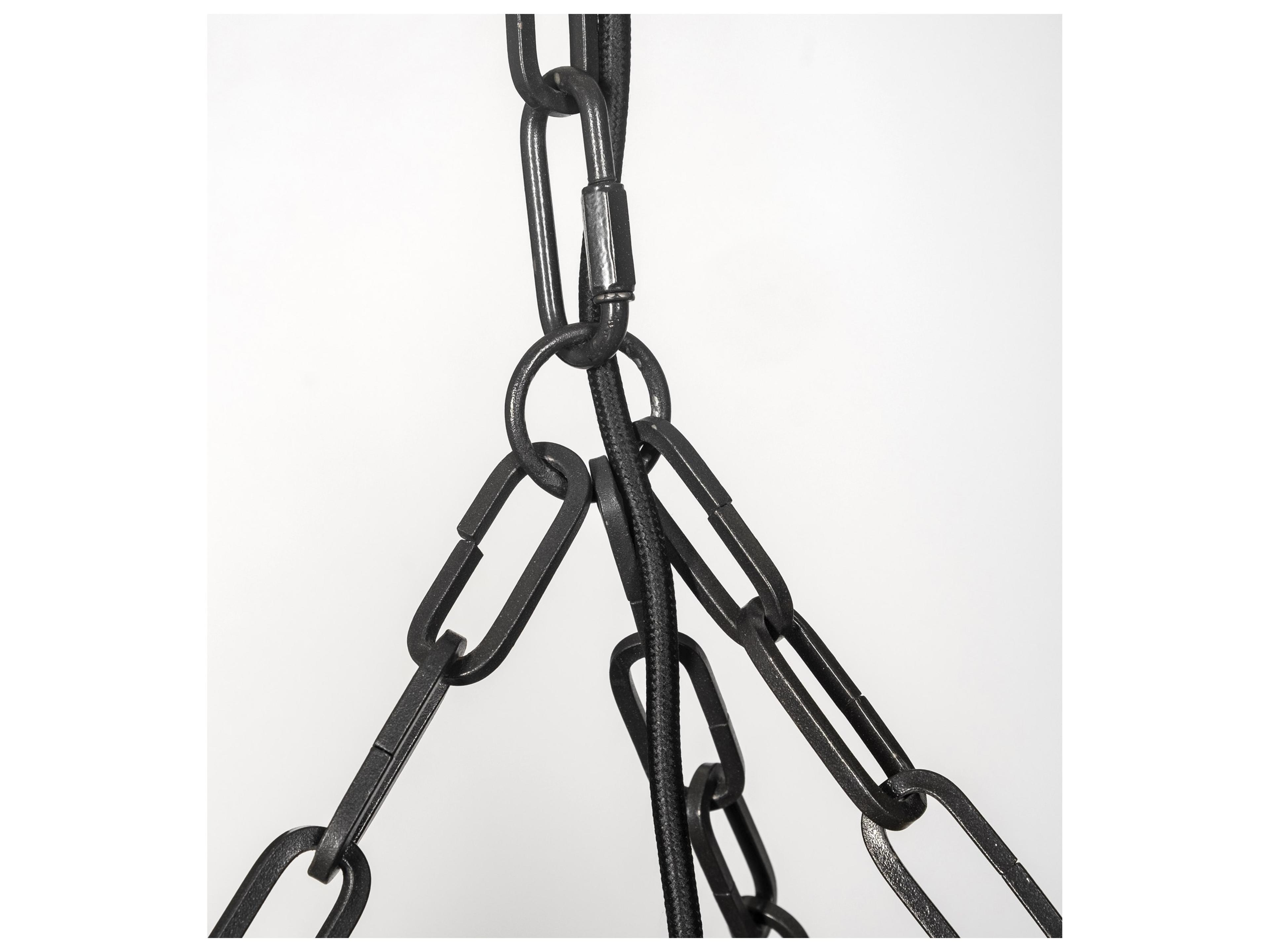 Mercana Liam I 32x30 Black Wooden Bead Bowl-Style Four Bulb Chandelier