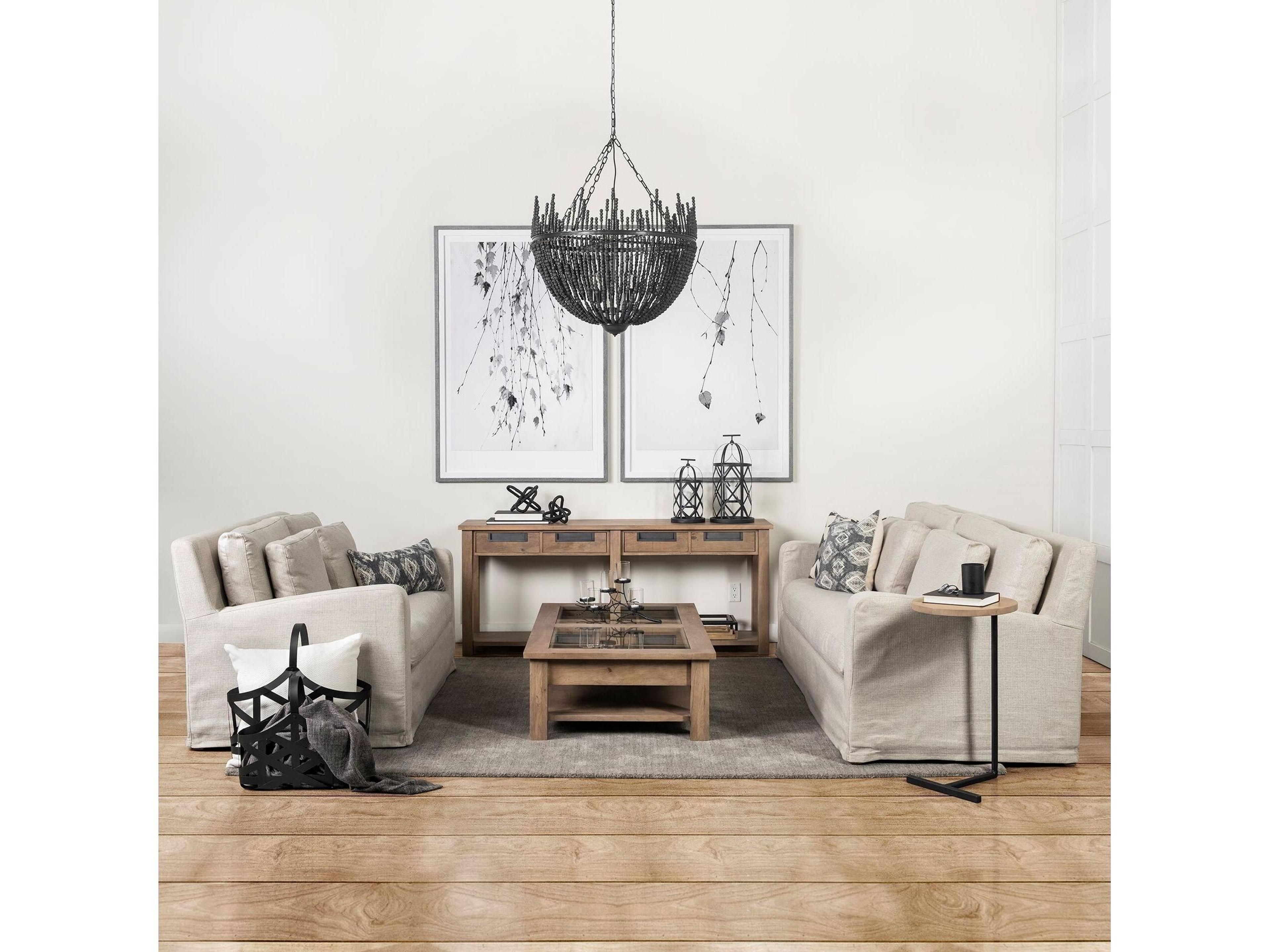 Mercana Liam I 32x30 Black Wooden Bead Bowl-Style Four Bulb Chandelier