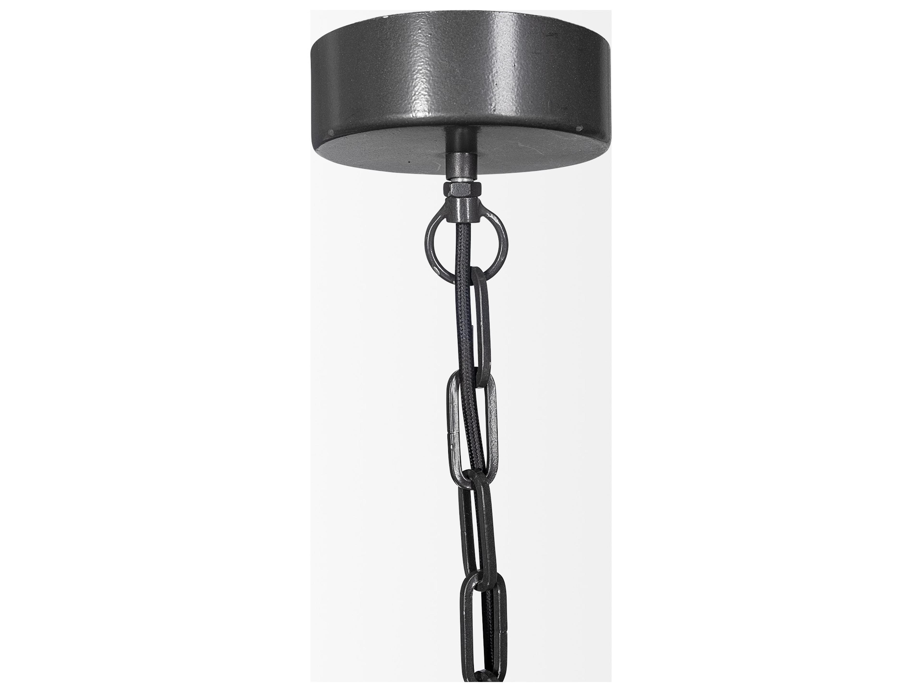 Mercana Liam I 32x30 Black Wooden Bead Bowl-Style Four Bulb Chandelier