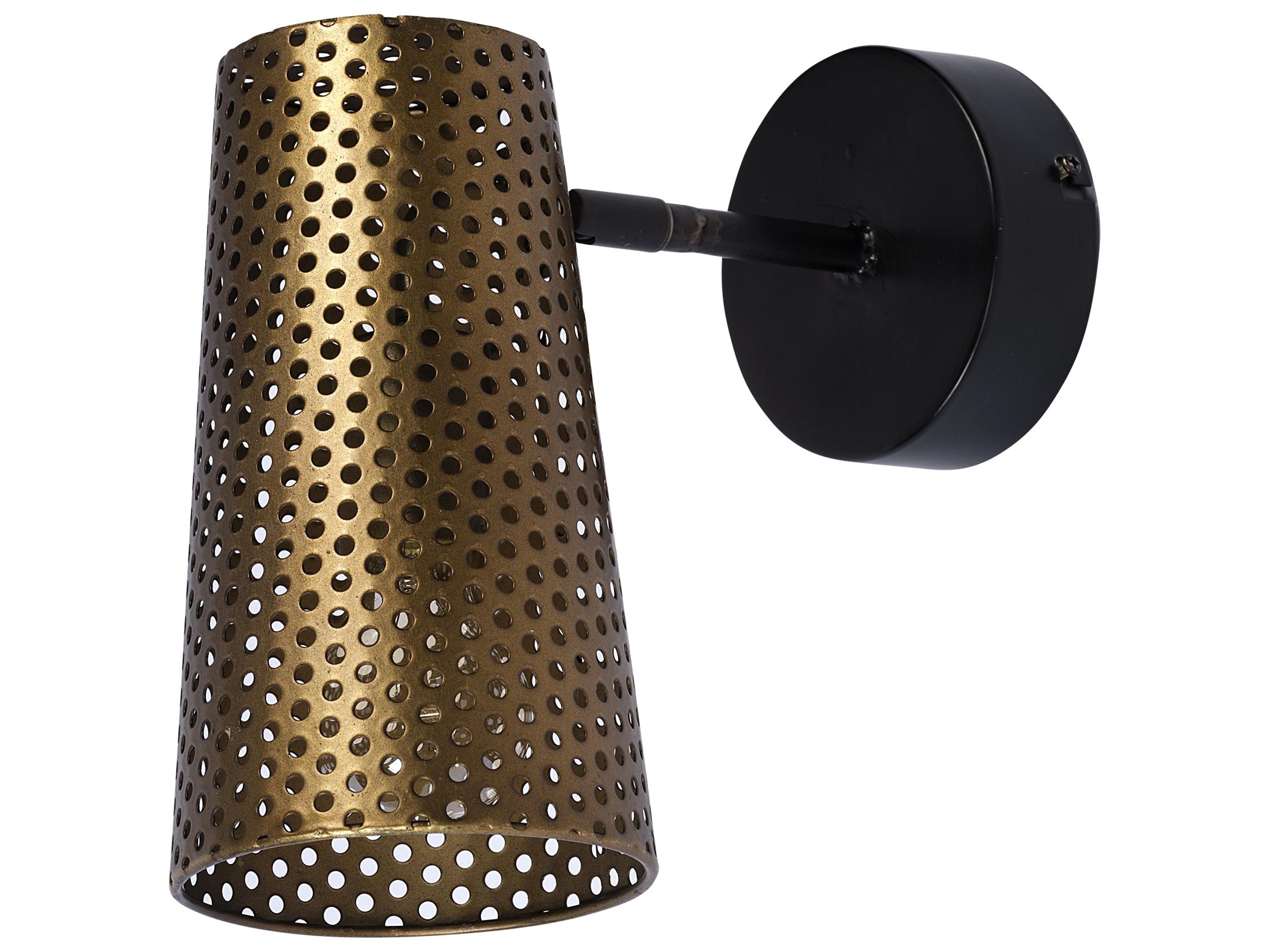 Mercana Wesley I 11x10.2 Gold Toned Perforated Metal Cone Wall Sconce
