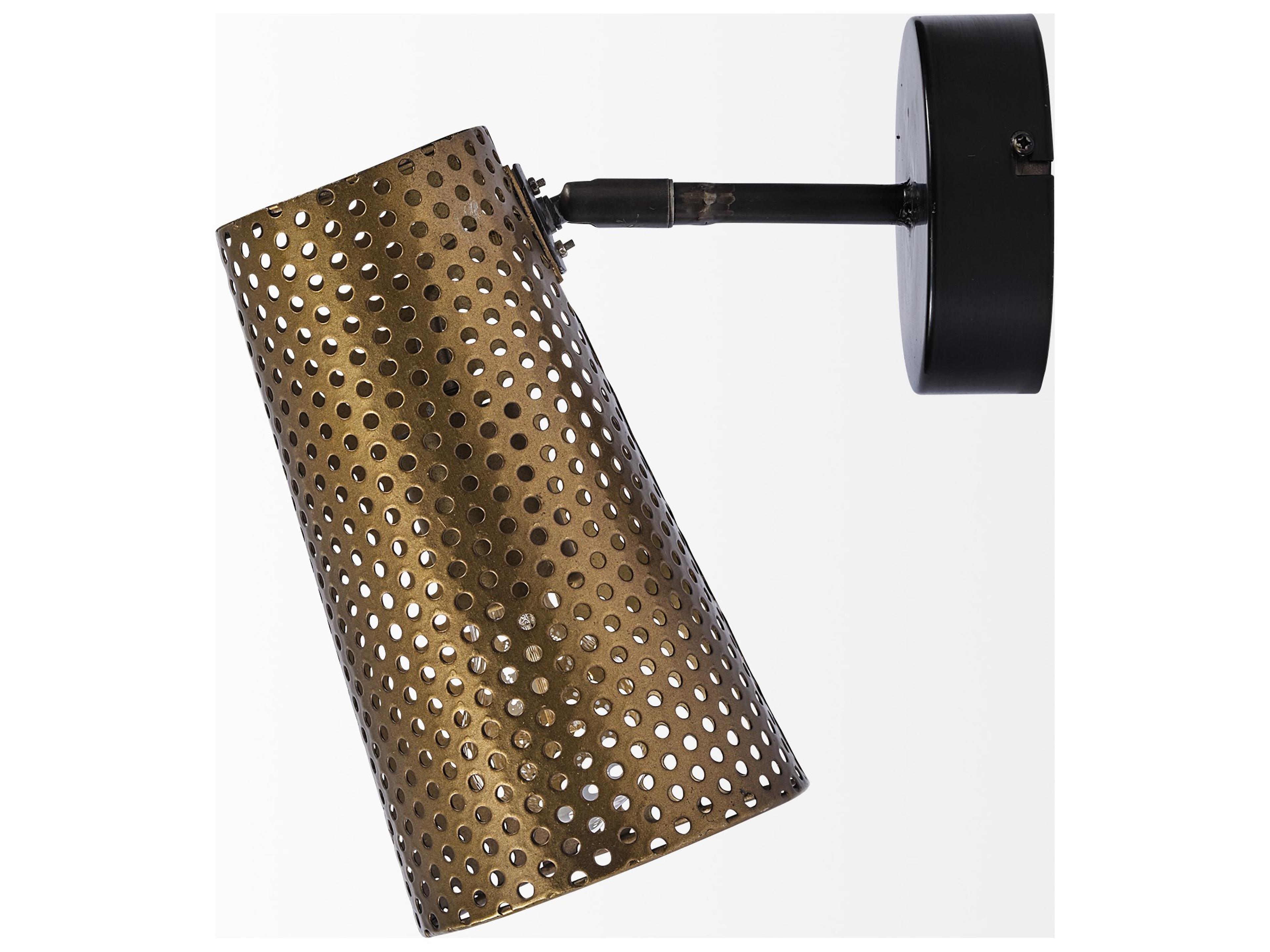 Mercana Wesley I 11x10.2 Gold Toned Perforated Metal Cone Wall Sconce