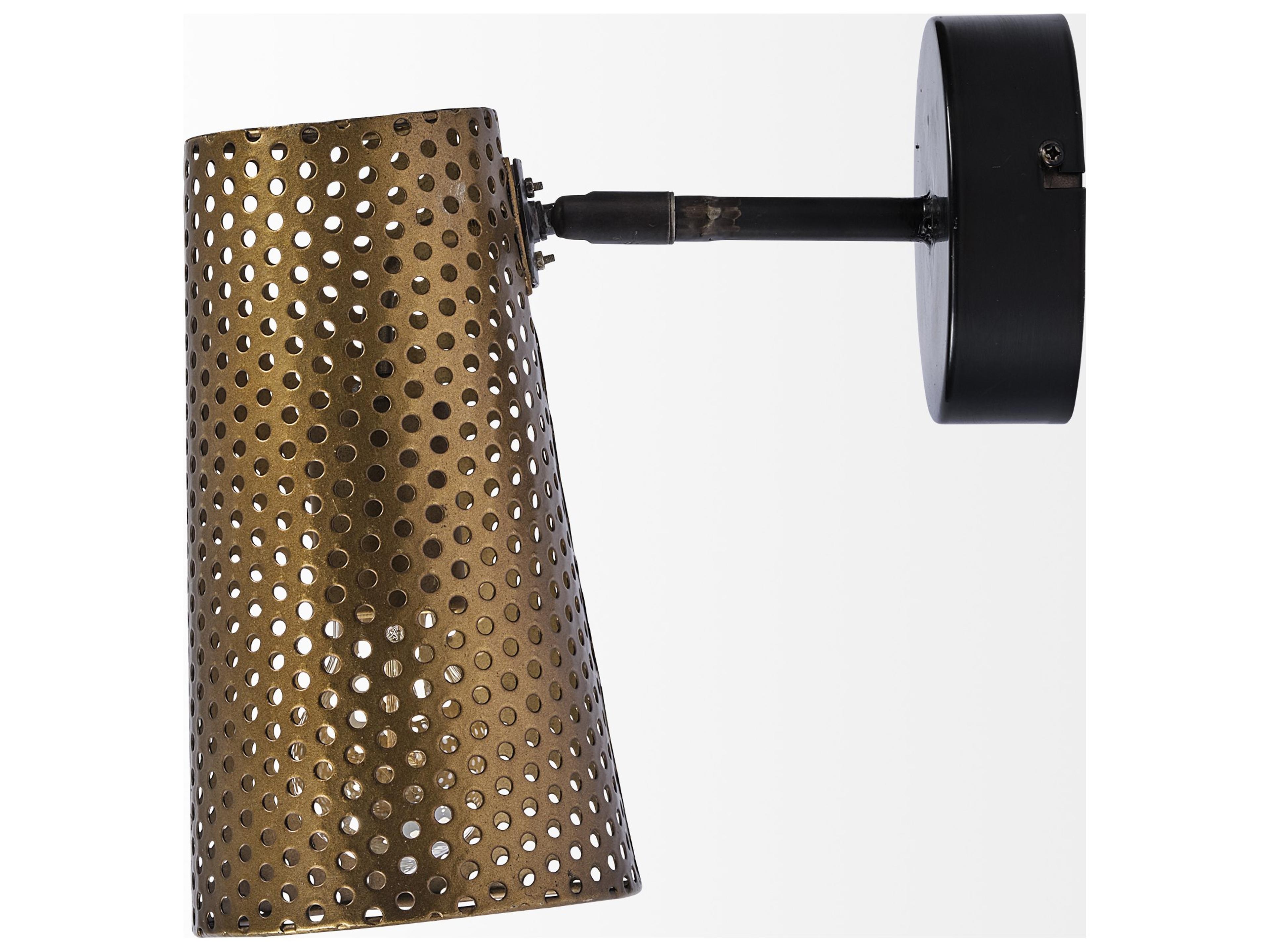 Mercana Wesley I 11x10.2 Gold Toned Perforated Metal Cone Wall Sconce