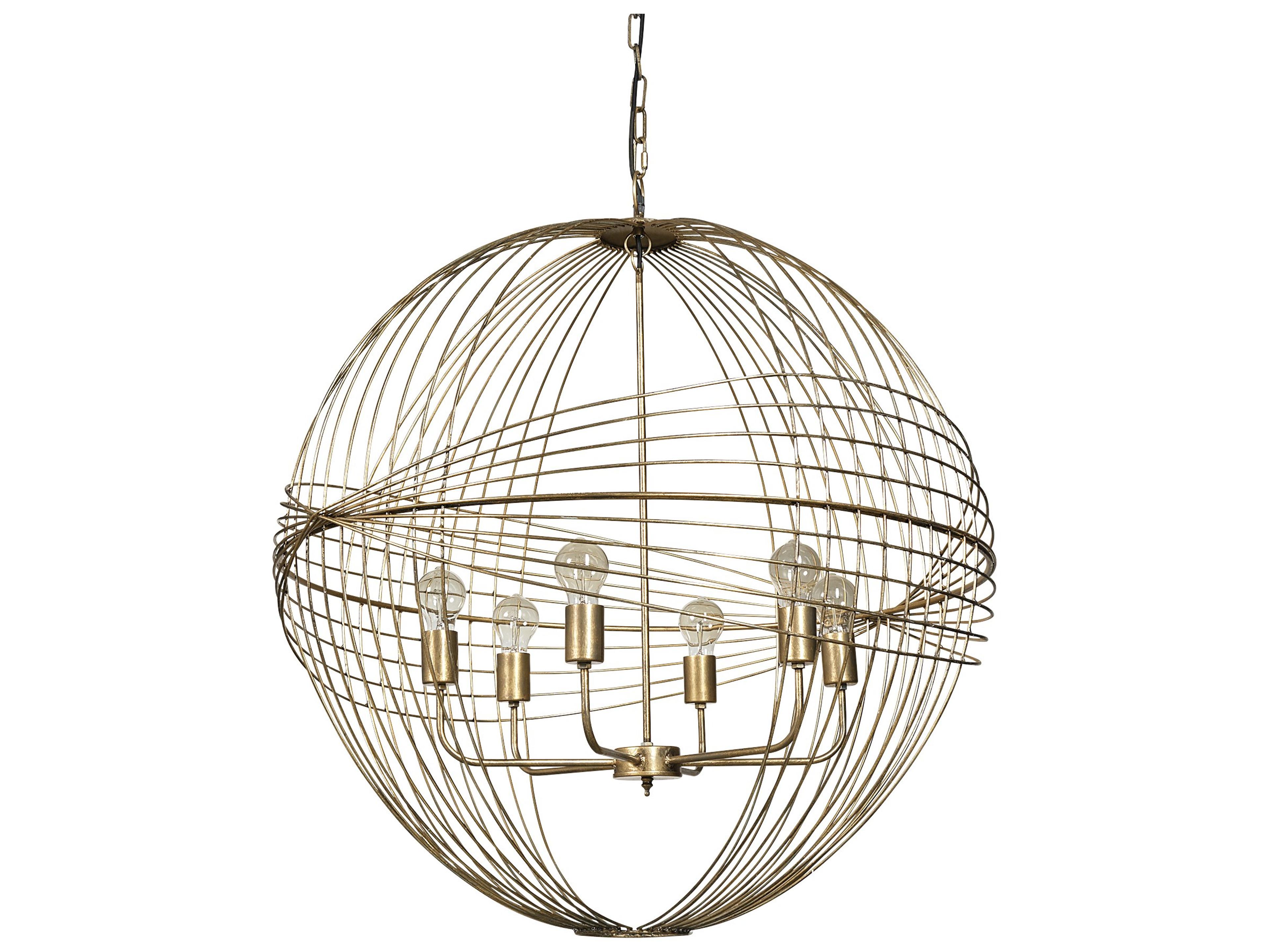 Mercana Chiron II 36L x 36W x 38H Gold Metal Globe Six Bulb Chandelier