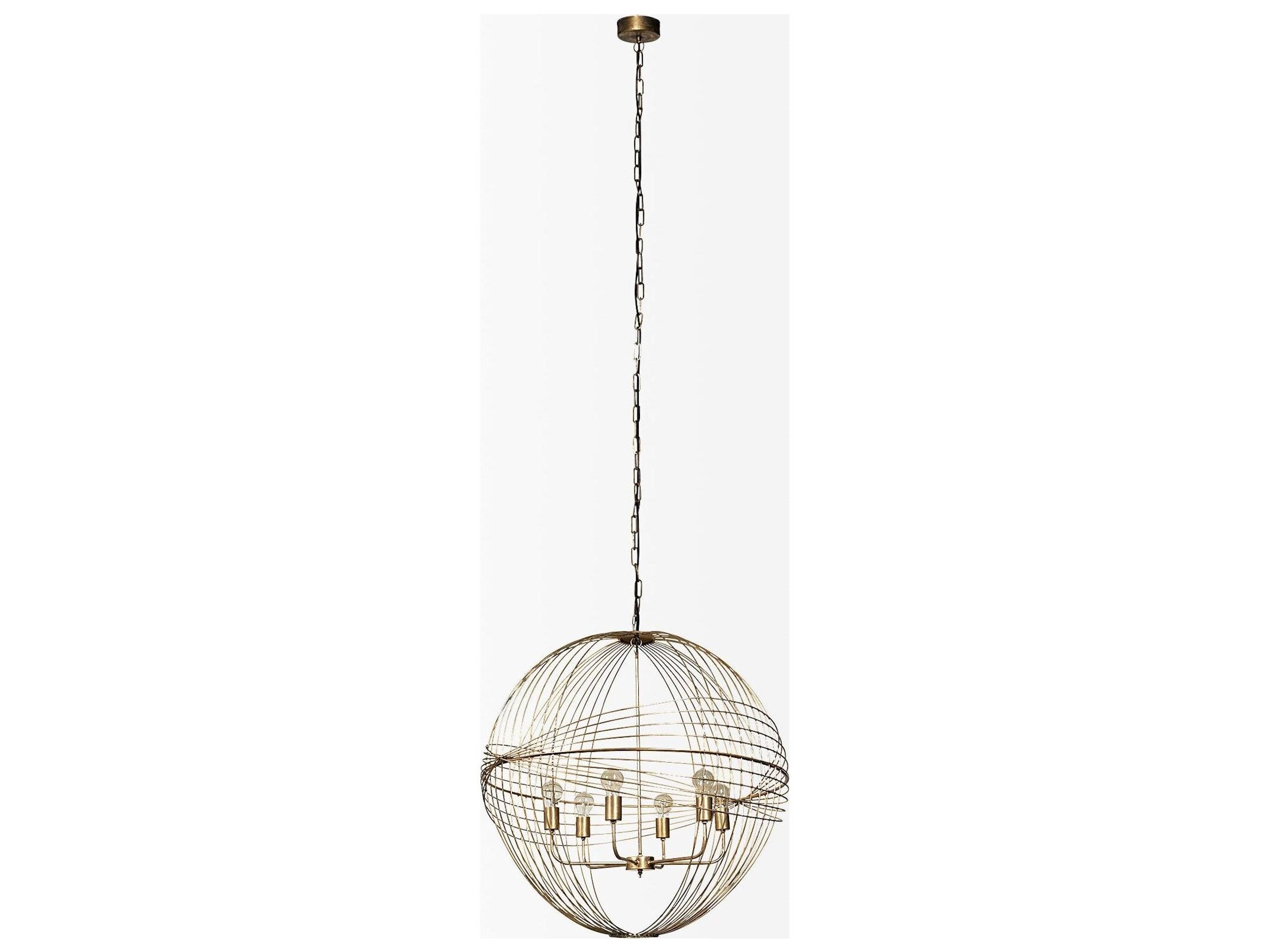 Mercana Chiron II 36L x 36W x 38H Gold Metal Globe Six Bulb Chandelier