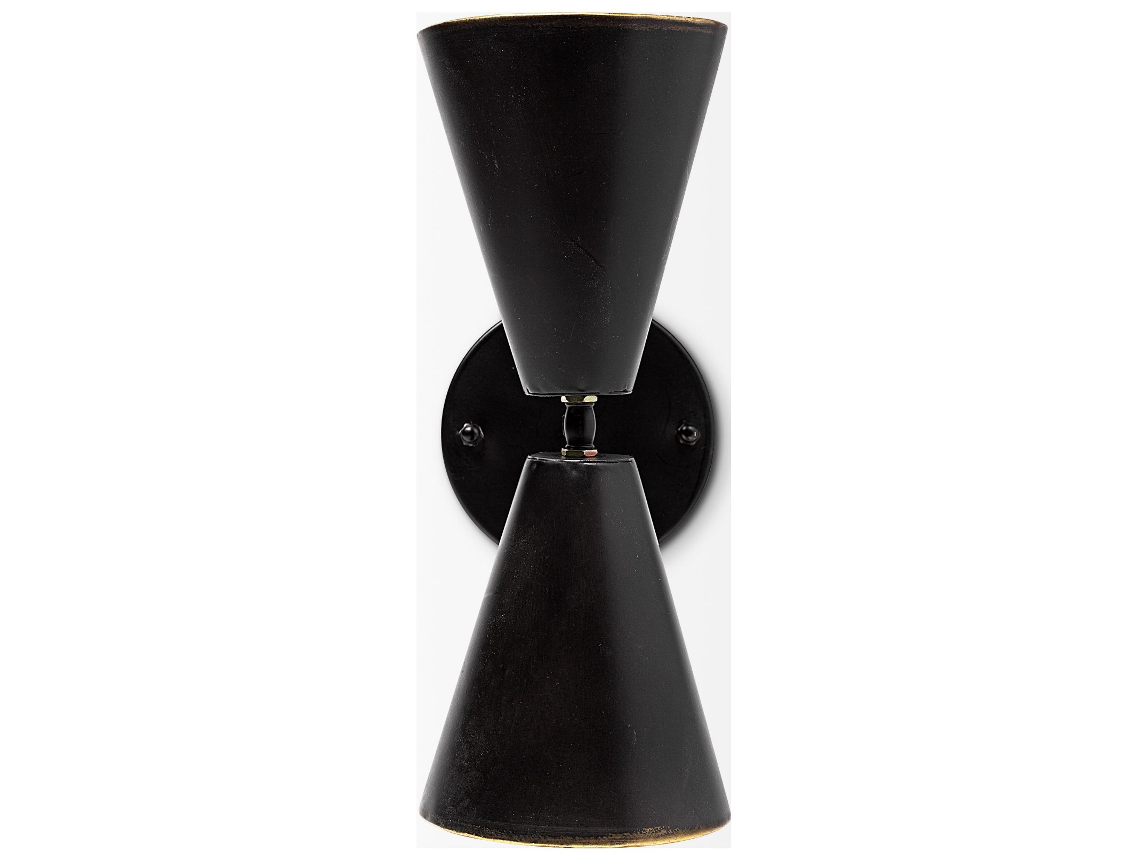 Mercana Eris II 7.3x12.6 Black Metal w/Gold Accent Double-Cone Wall Sconce