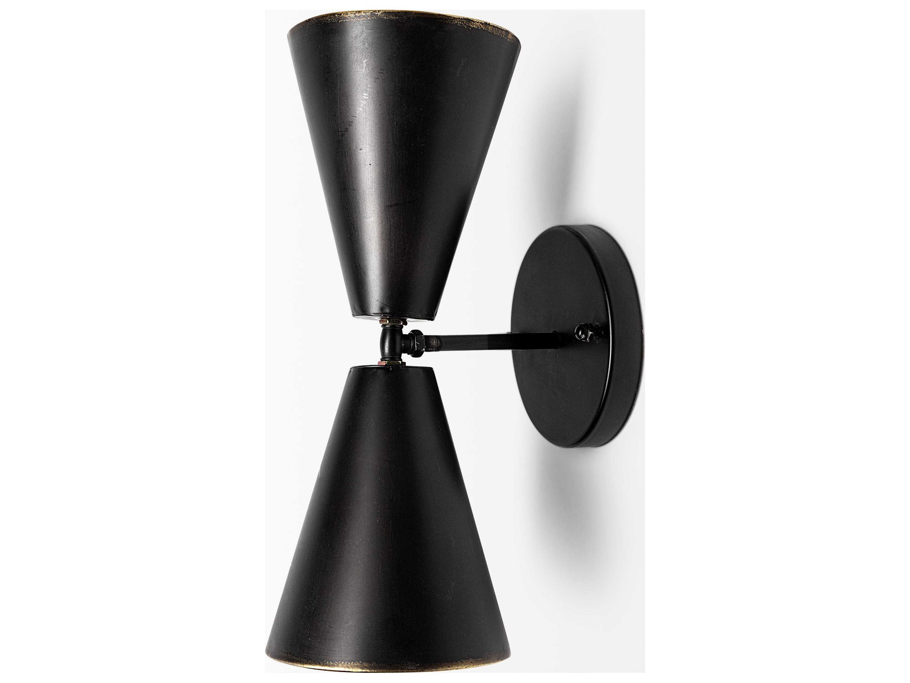 Mercana Eris II 7.3x12.6 Black Metal w/Gold Accent Double-Cone Wall Sconce