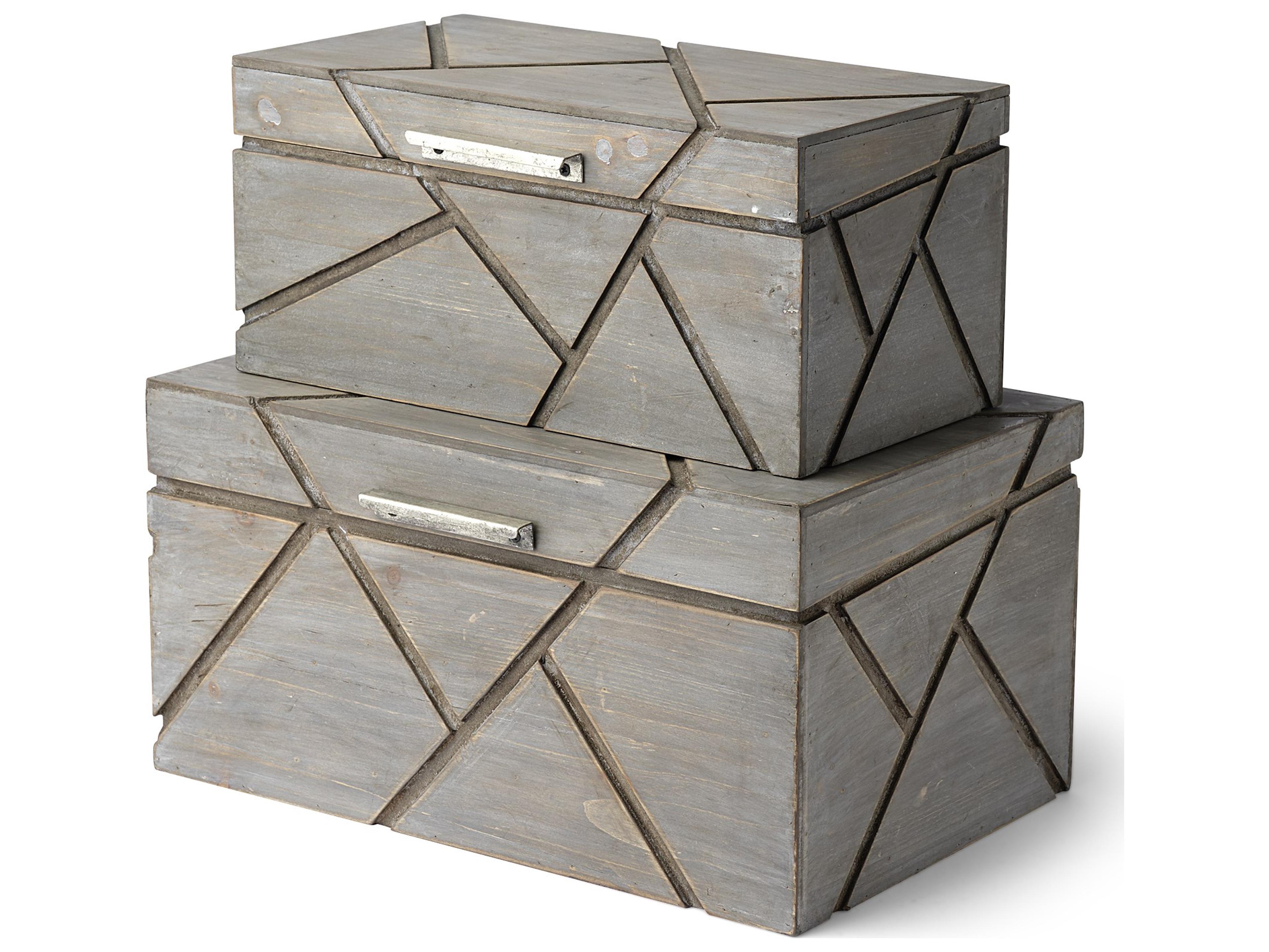 Mercana Niobe (Set of 2) 16L x 11W Gray Wooden Nesting Boxes