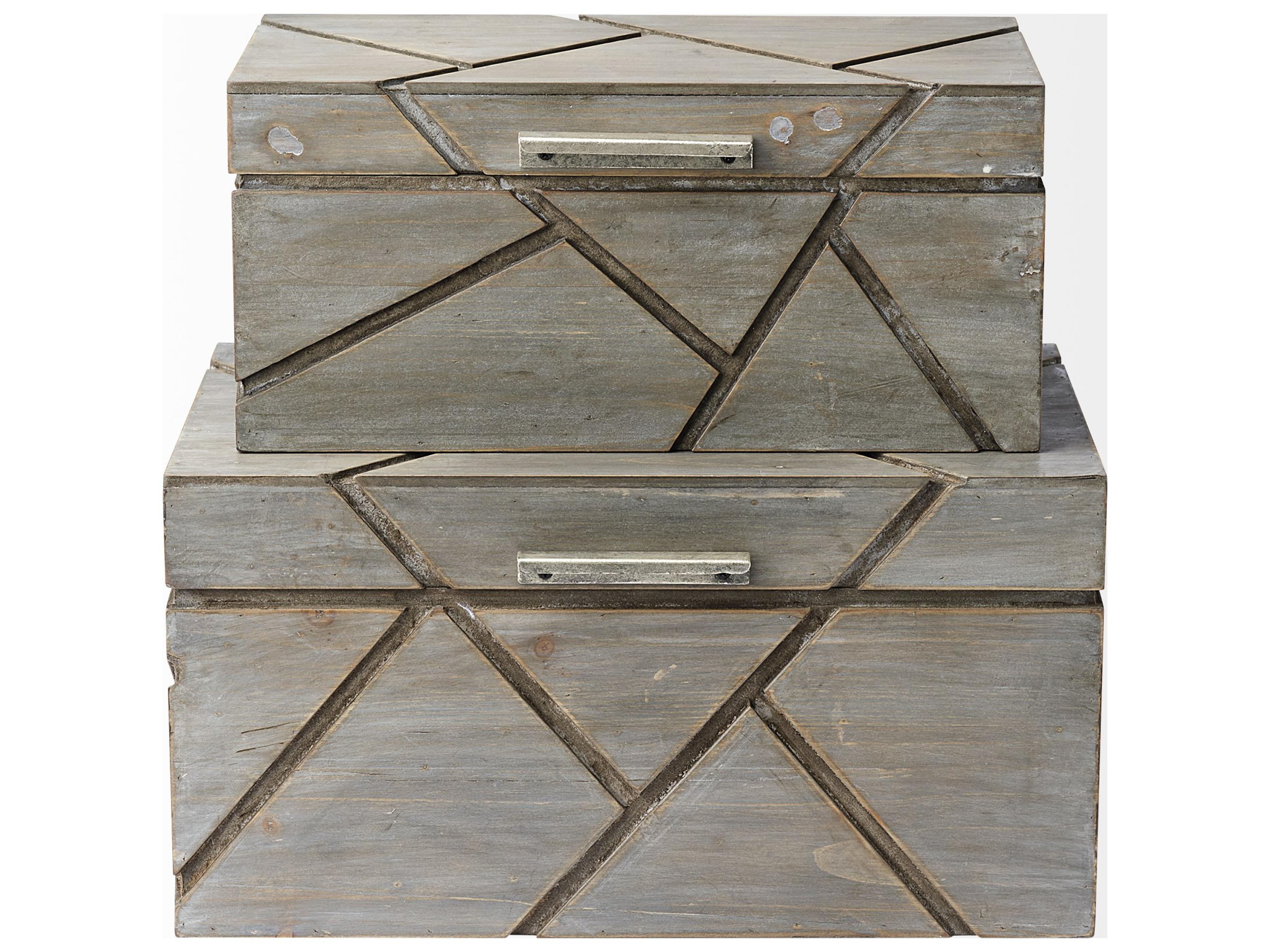 Mercana Niobe (Set of 2) 16L x 11W Gray Wooden Nesting Boxes