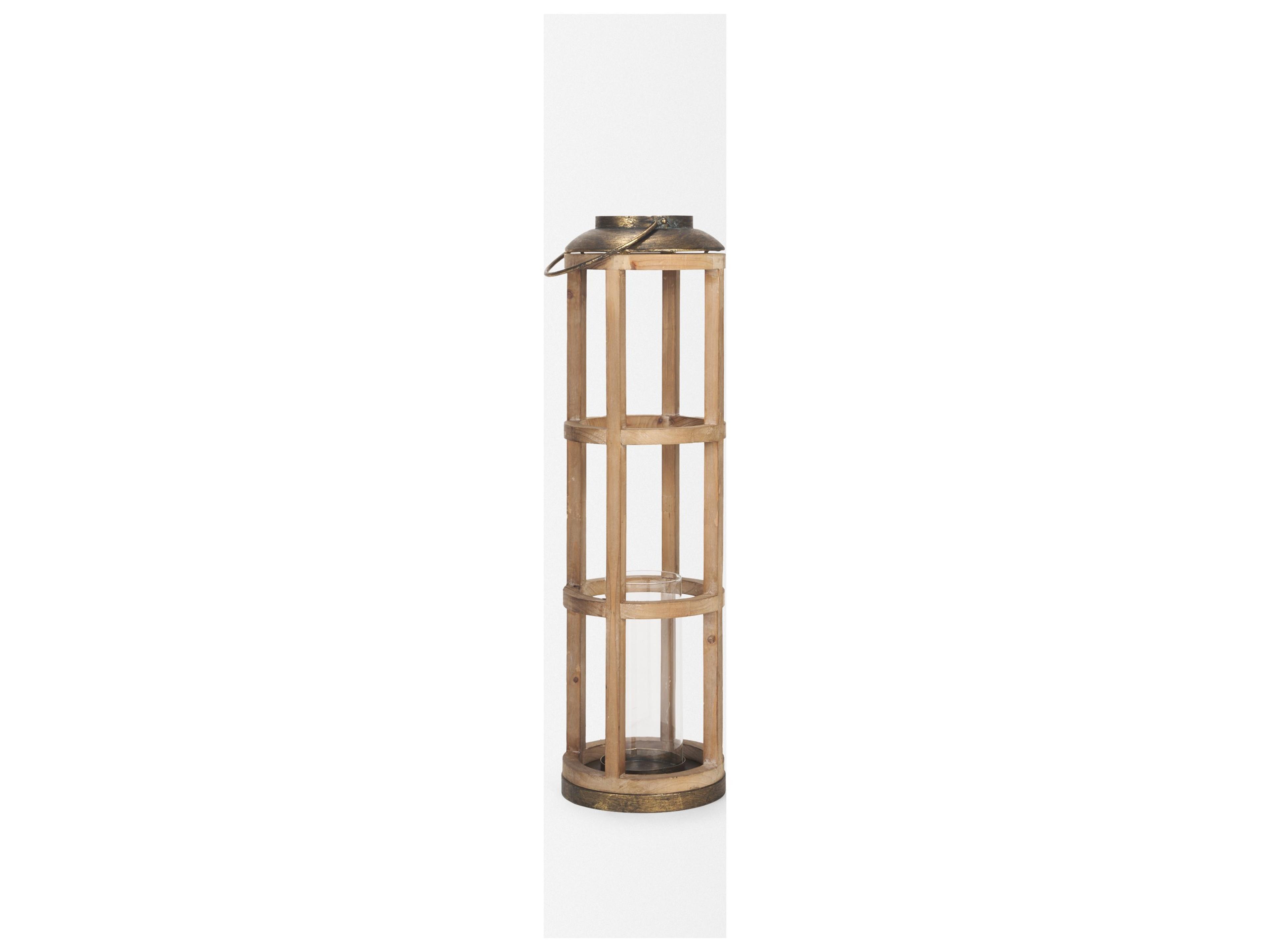 Mercana Andy I Large Natural Wood Cylindrical Lantern