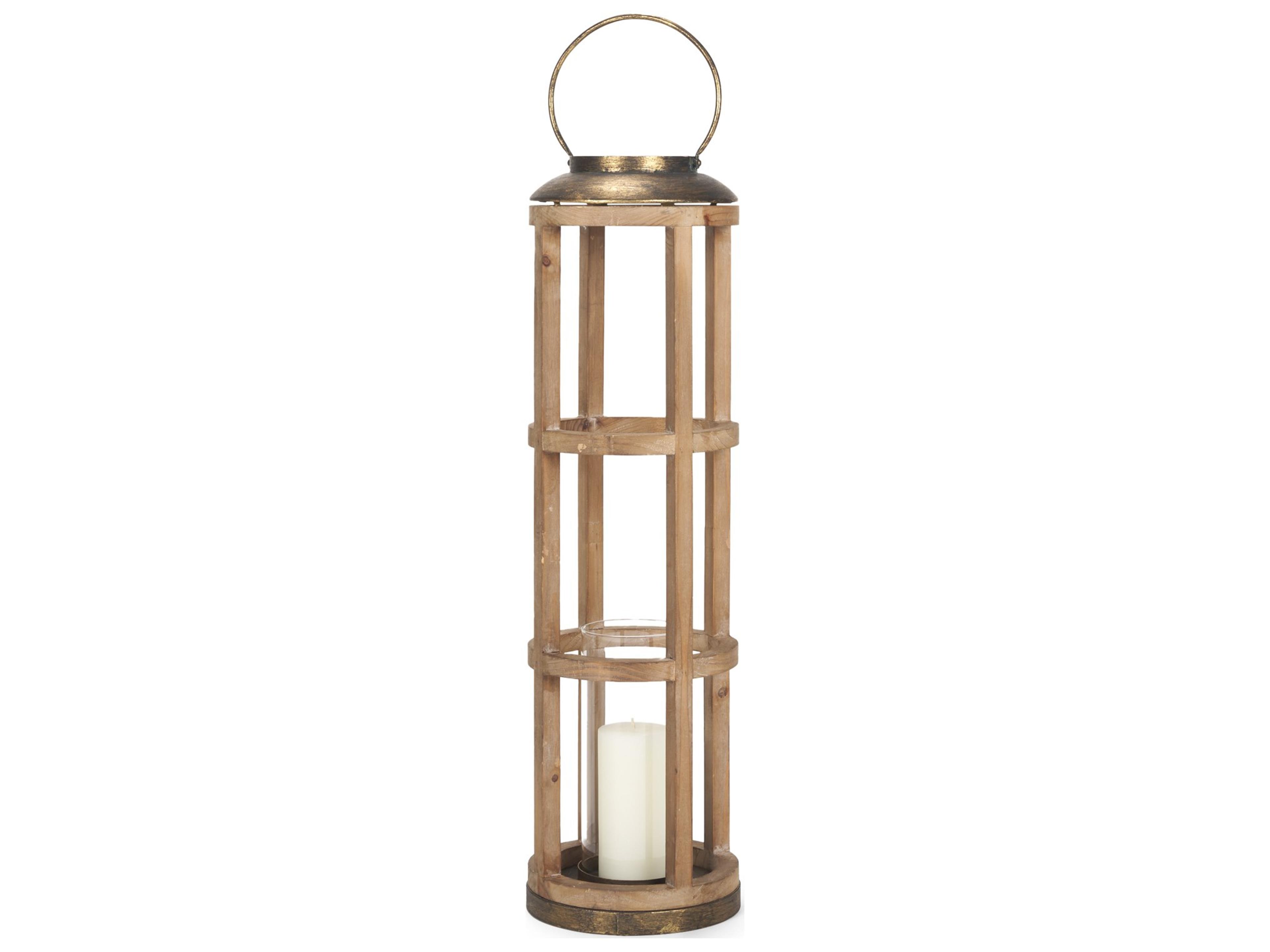 Andy I Large Natural Wood Cylindrical Lantern