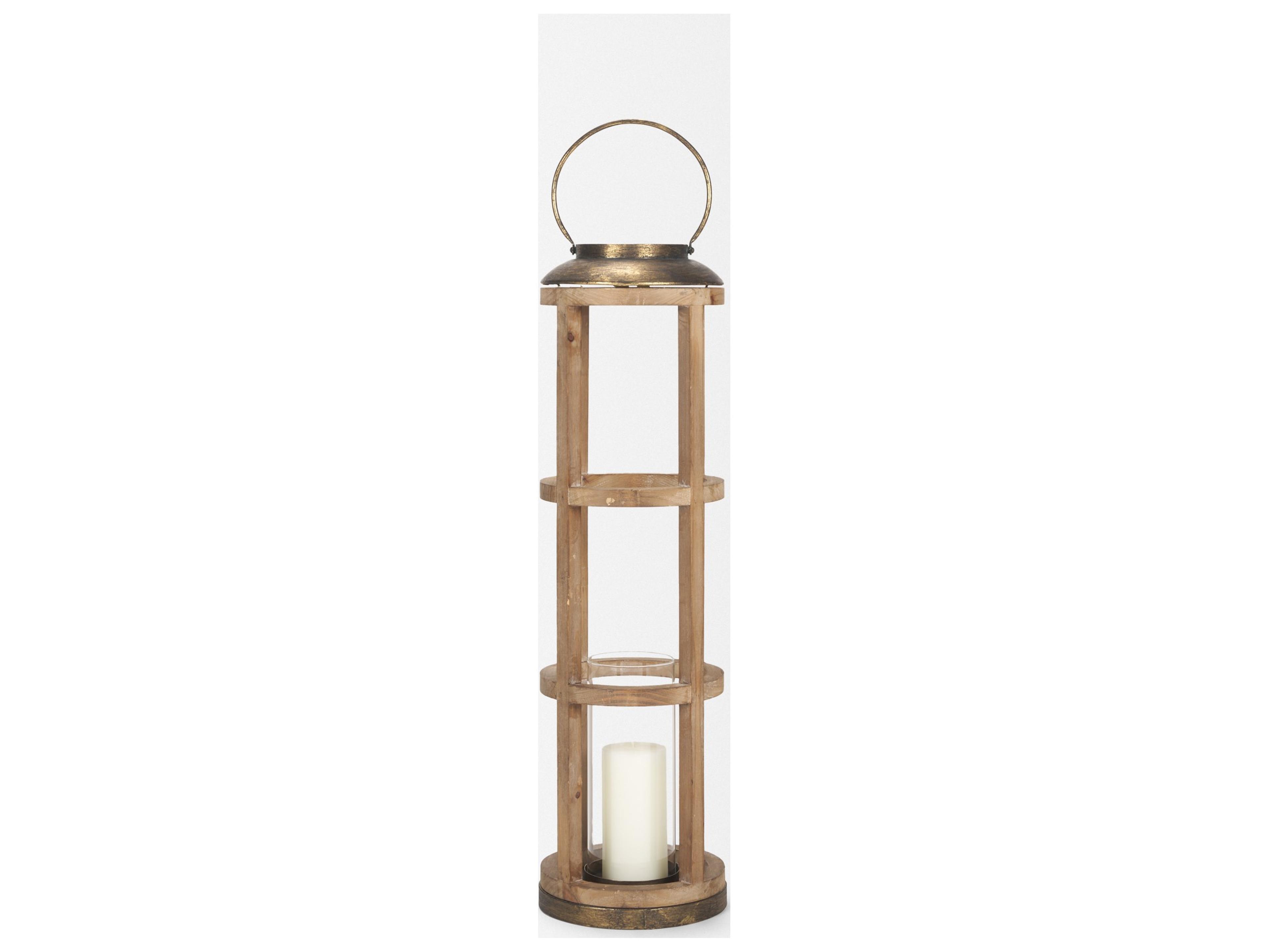Mercana Andy I Large Natural Wood Cylindrical Lantern