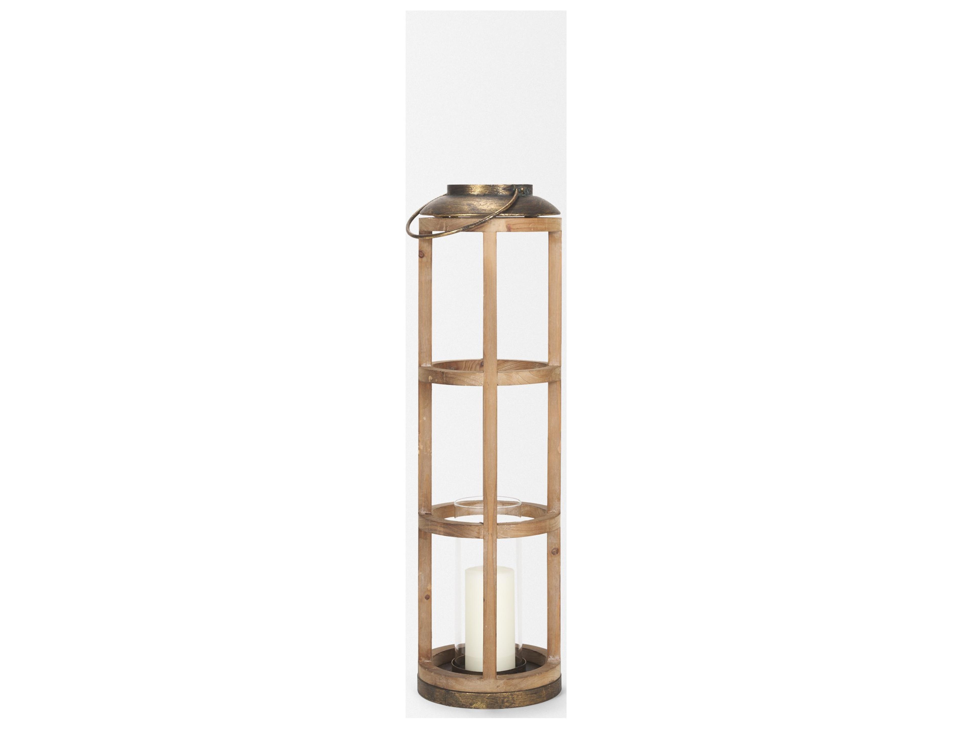 Mercana Andy I Large Natural Wood Cylindrical Lantern