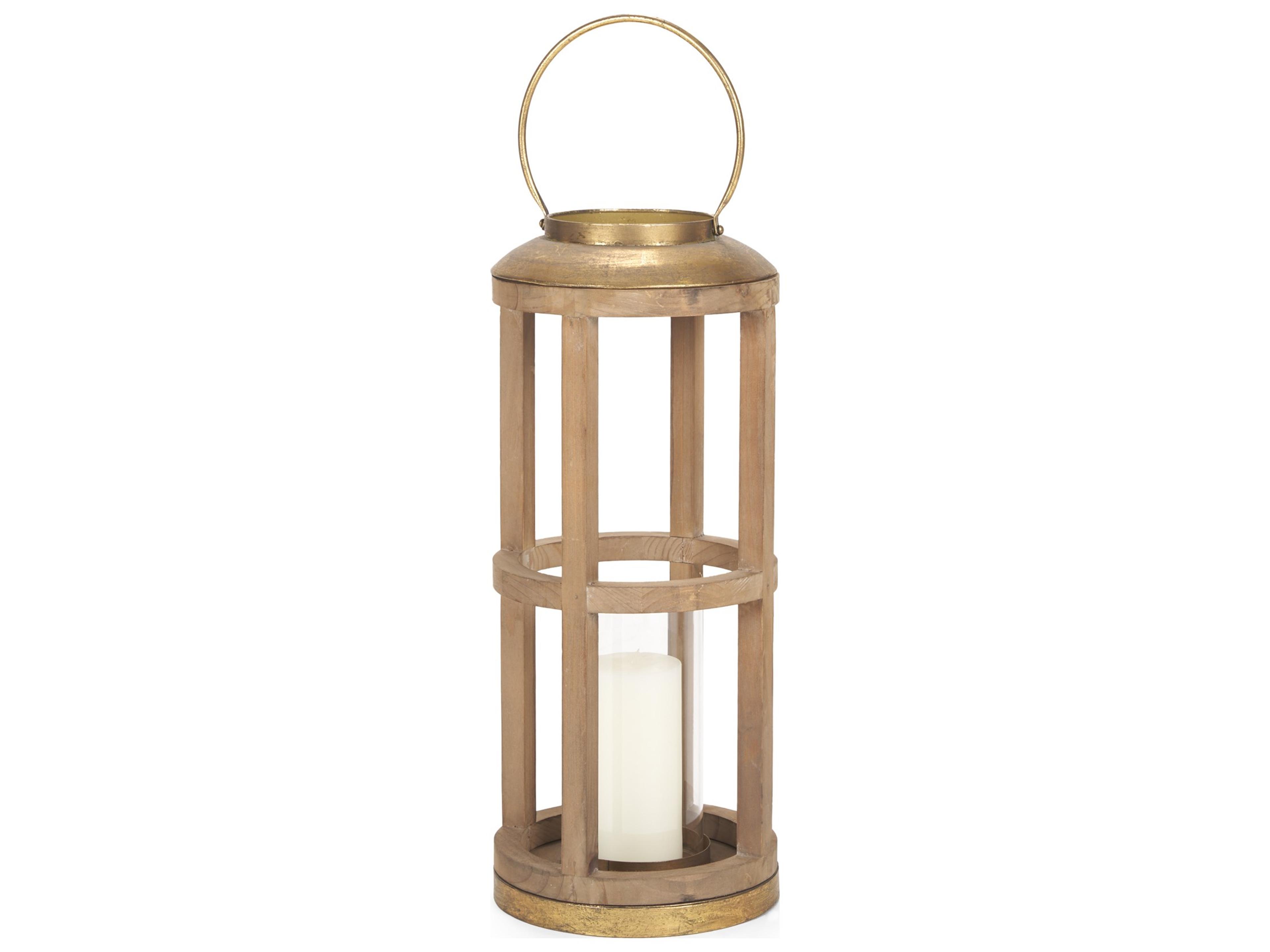 Andy II Small Natural Wood Cylindrical Lantern