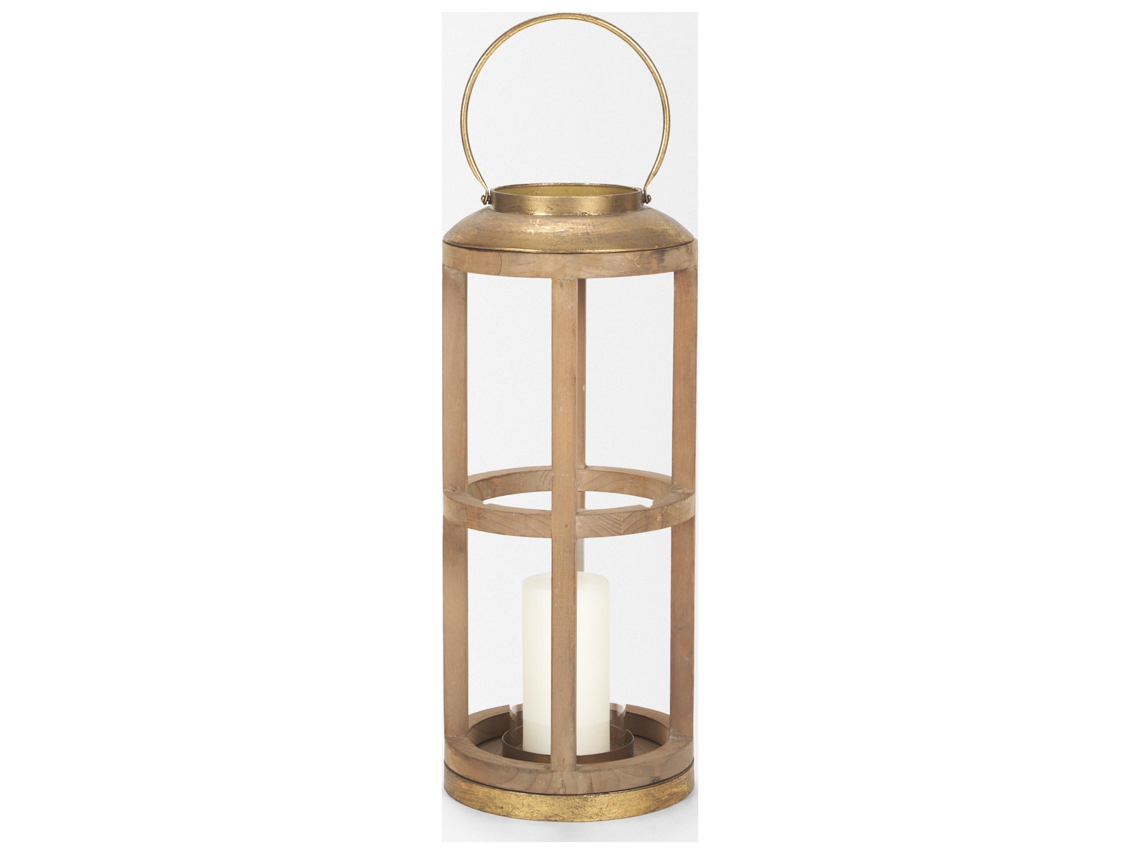 Mercana Andy II Small Natural Wood Cylindrical Lantern