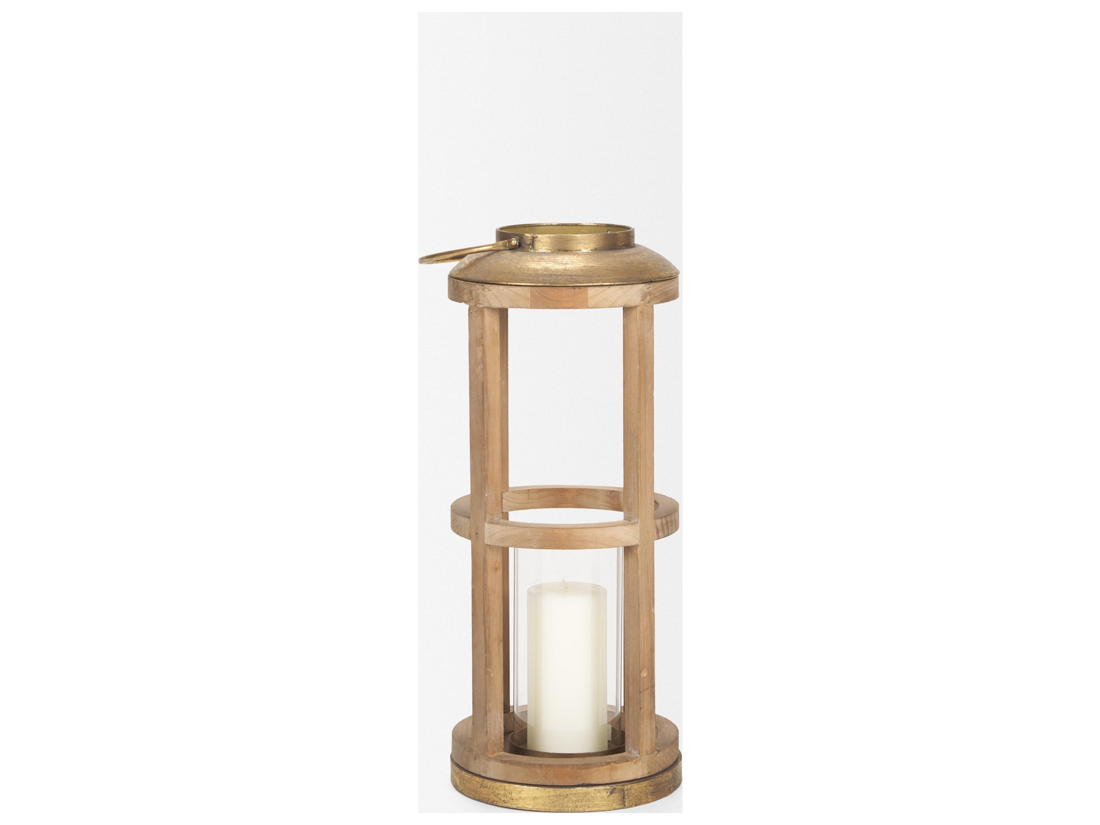 Mercana Andy II Small Natural Wood Cylindrical Lantern