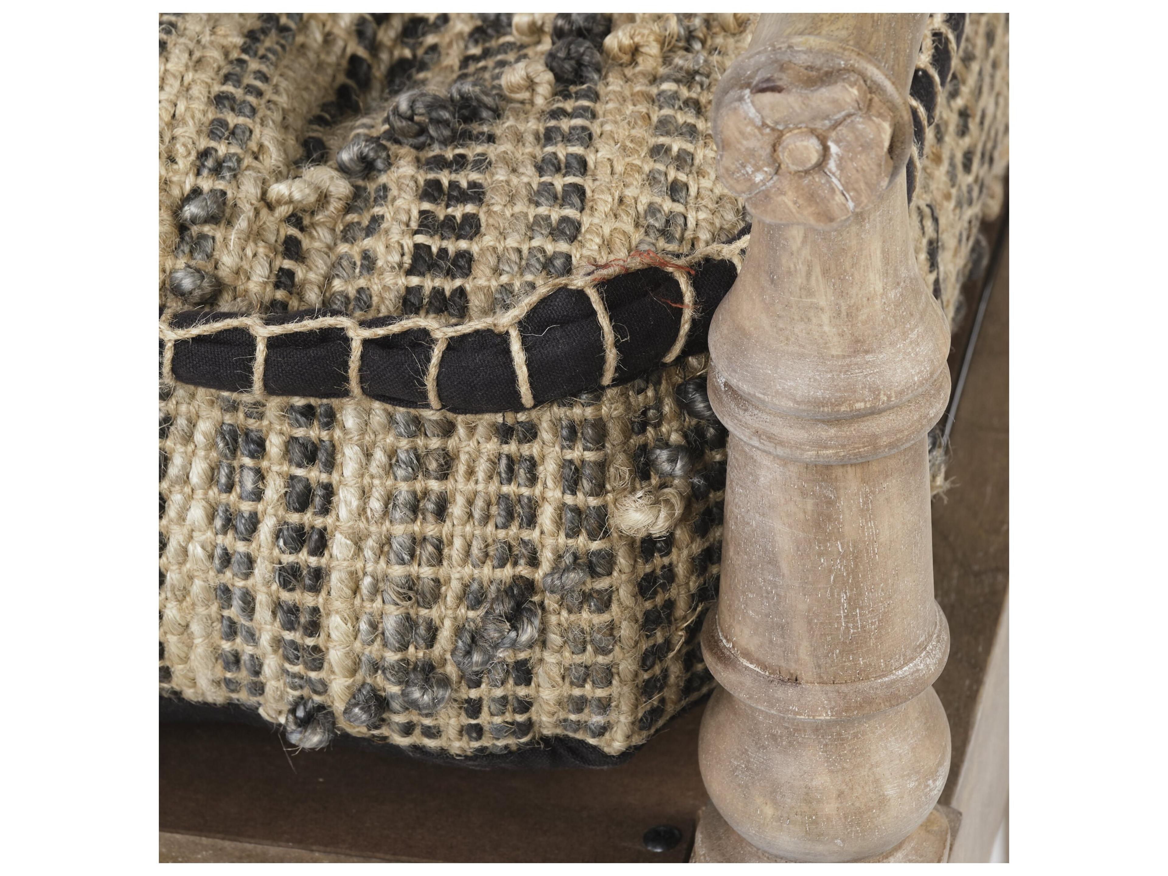 Mercana Fullerton II 57L x 21W Jute Patterned Top W/Brown Wood Base Accent Bench