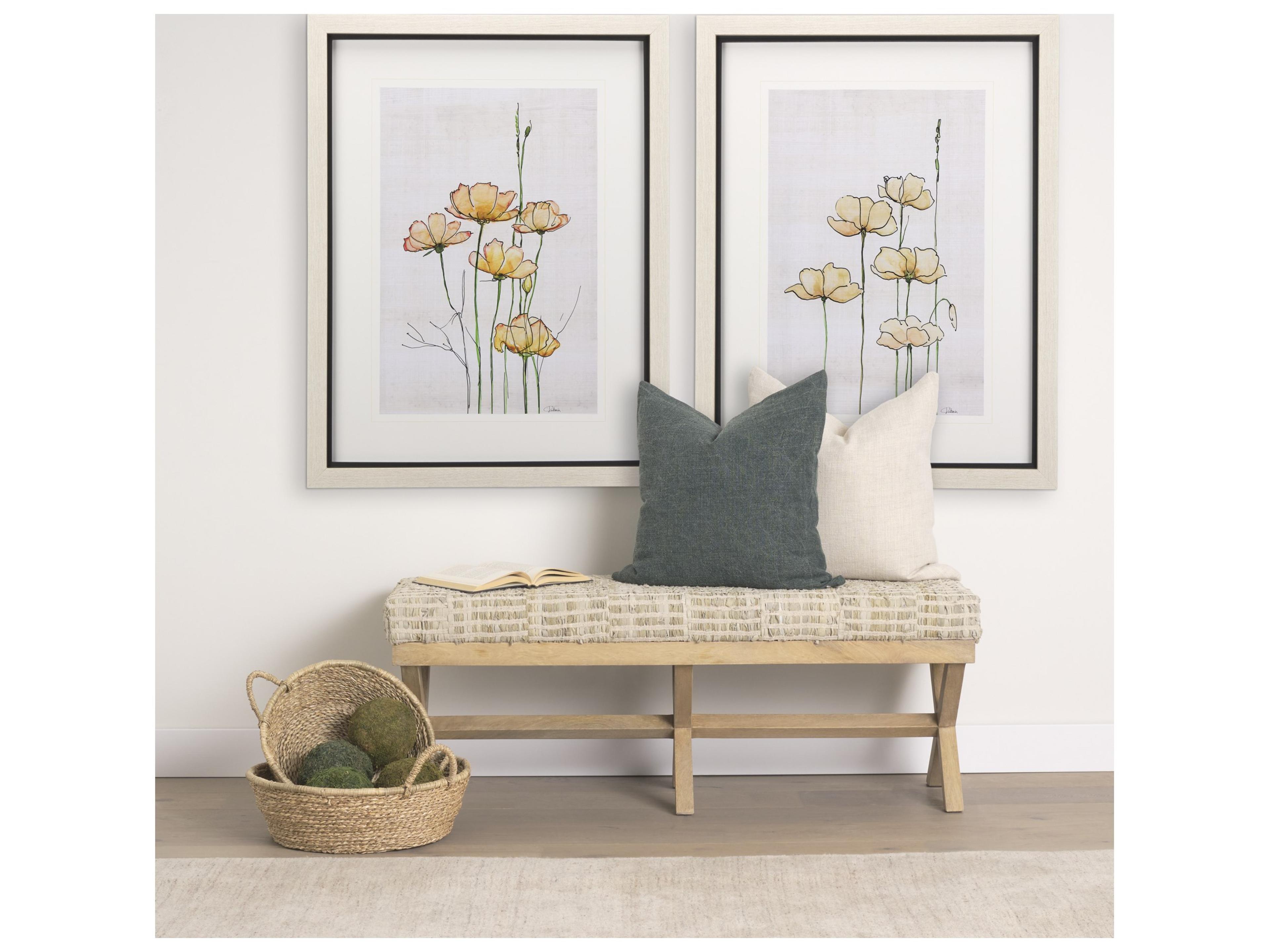 Mercana Solis II 50L x 16W Brown Base Beige Woven Leather Cushion Accent Bench