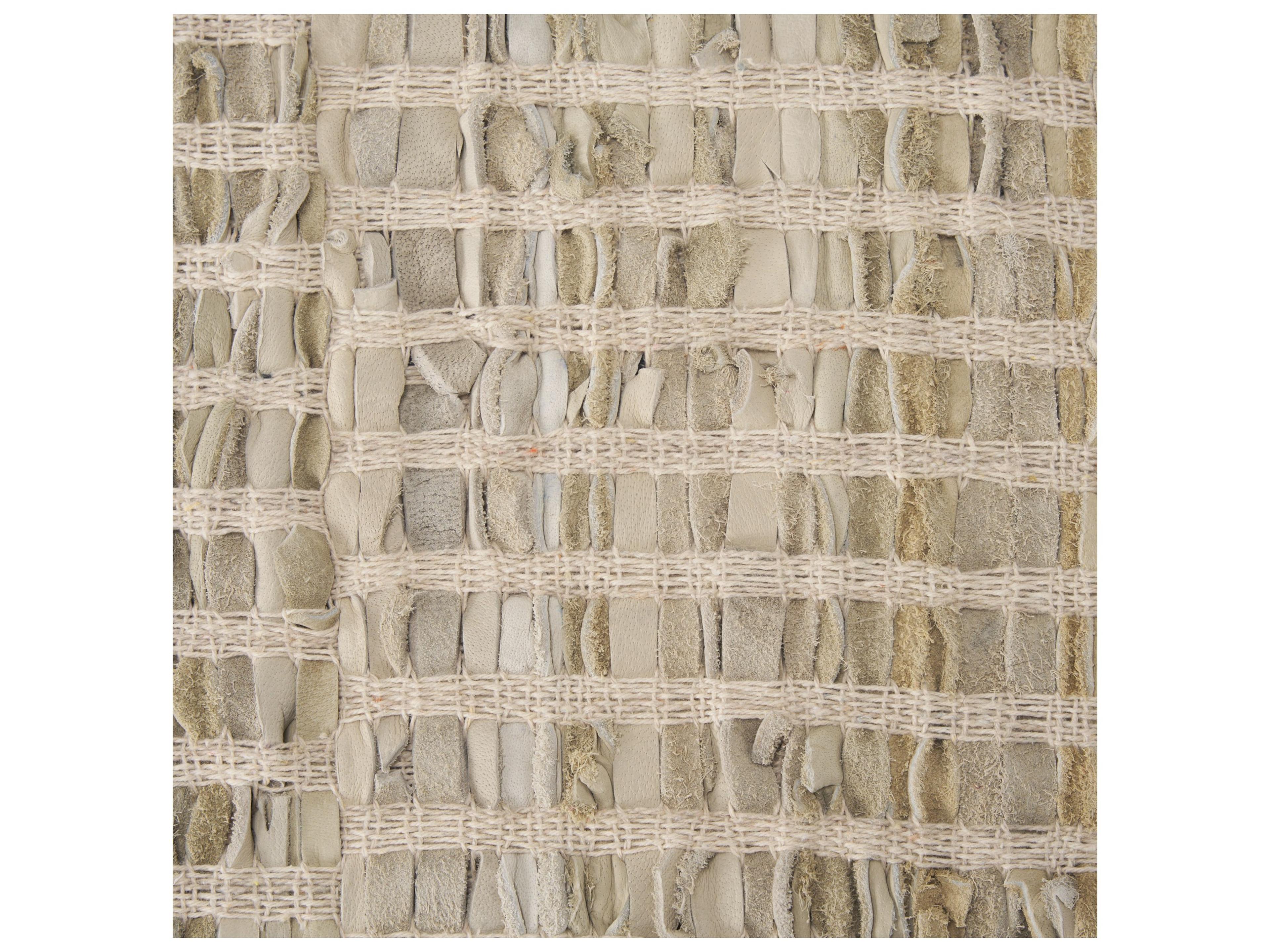 Mercana Solis II 50L x 16W Brown Base Beige Woven Leather Cushion Accent Bench