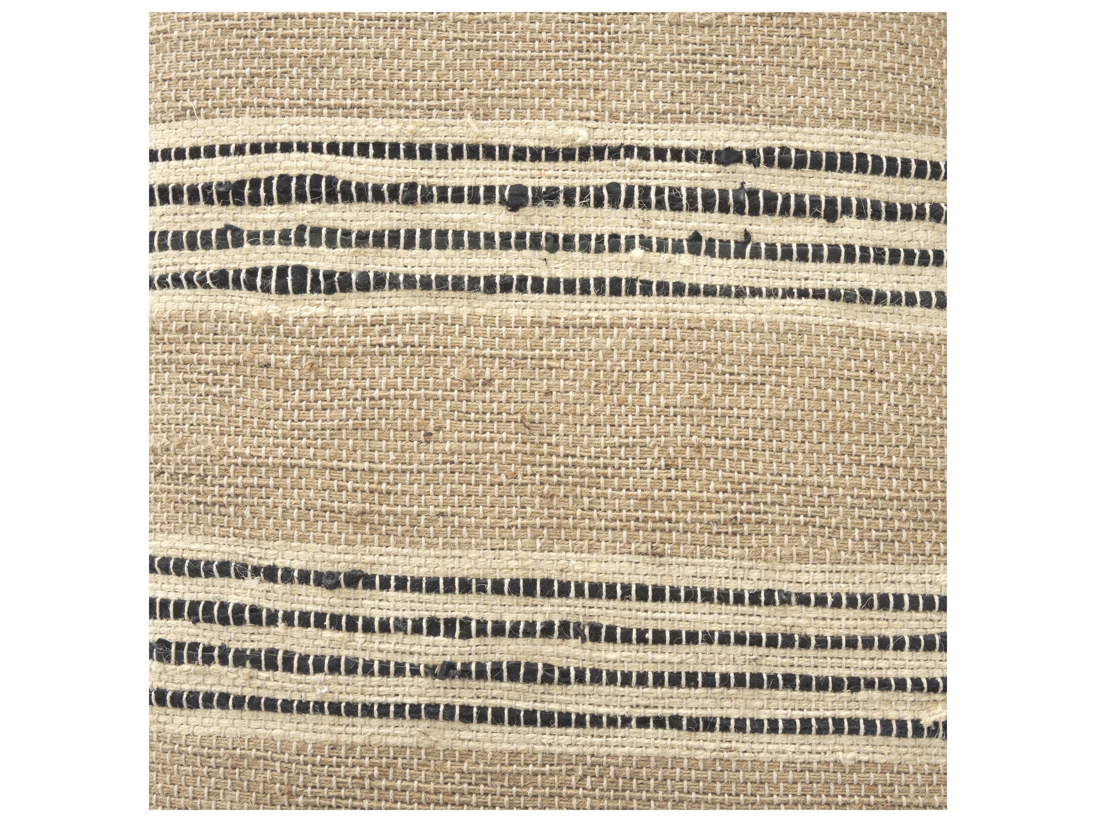 Mercana Solis 50L x 16W Brown Base Upholstered Beige/Black Stripe Seat Accent Bench