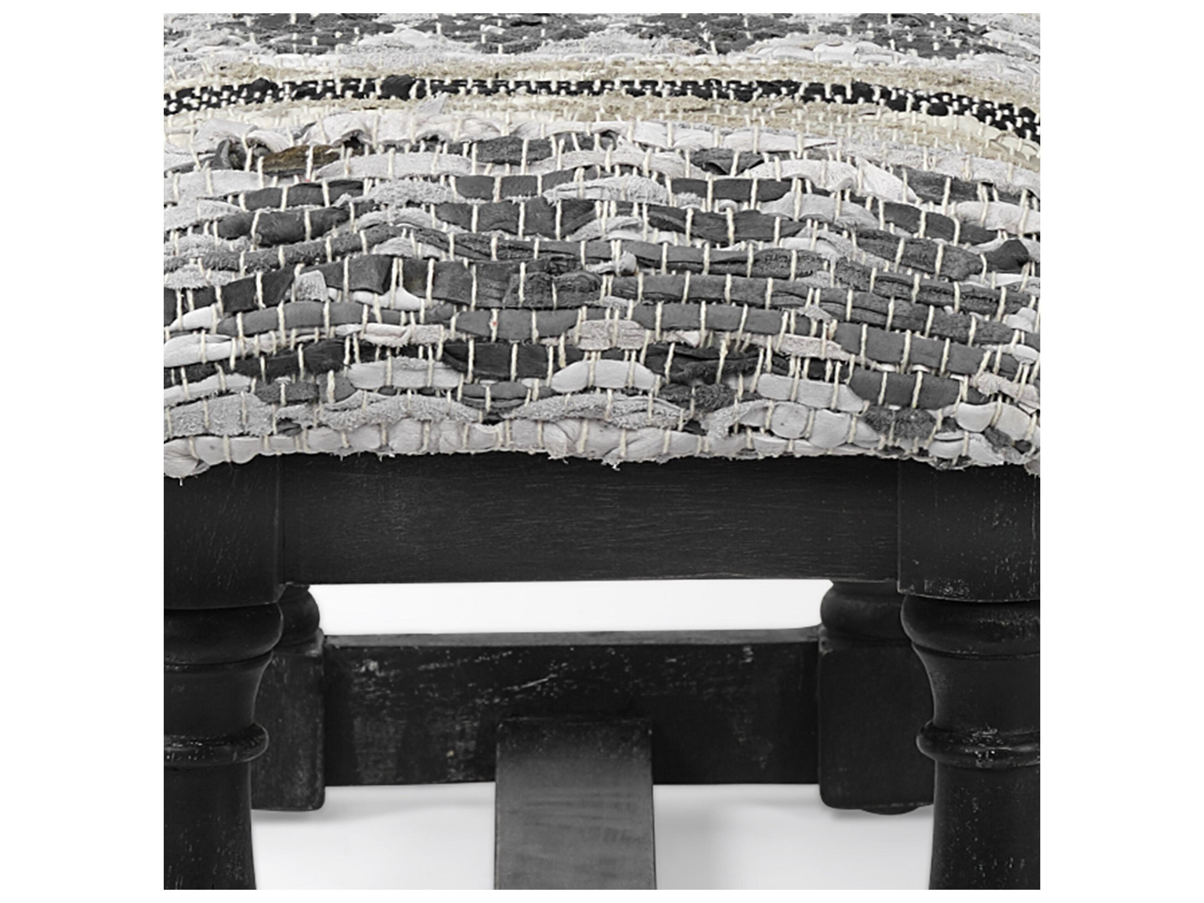 Mercana Denison II 56L x 15W Black Wood Base Woven-Leather Cushion Top Accent Bench