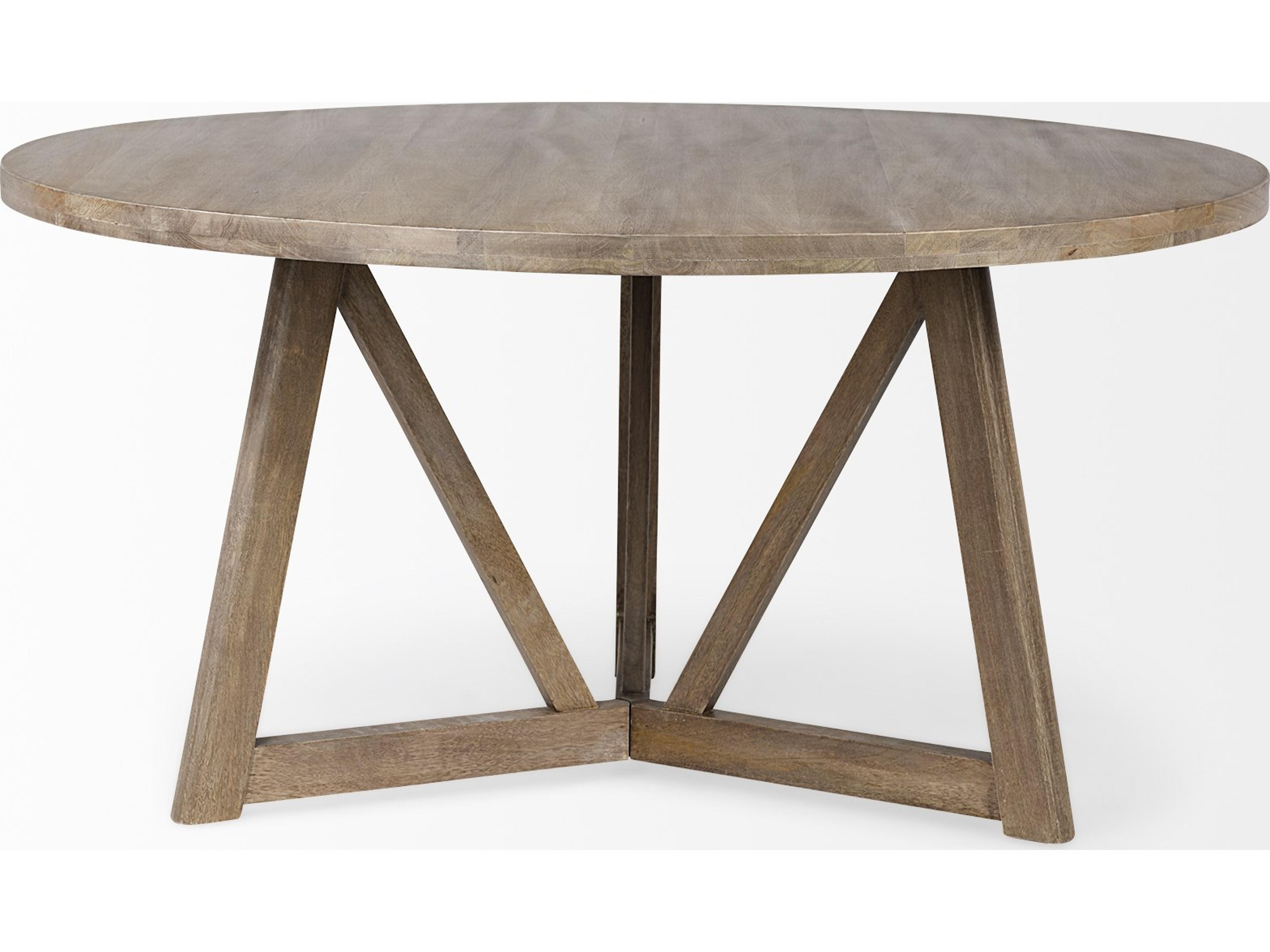 Mercana Legolas I 60" Round Brown Solid Wood Top & Base Dining Table