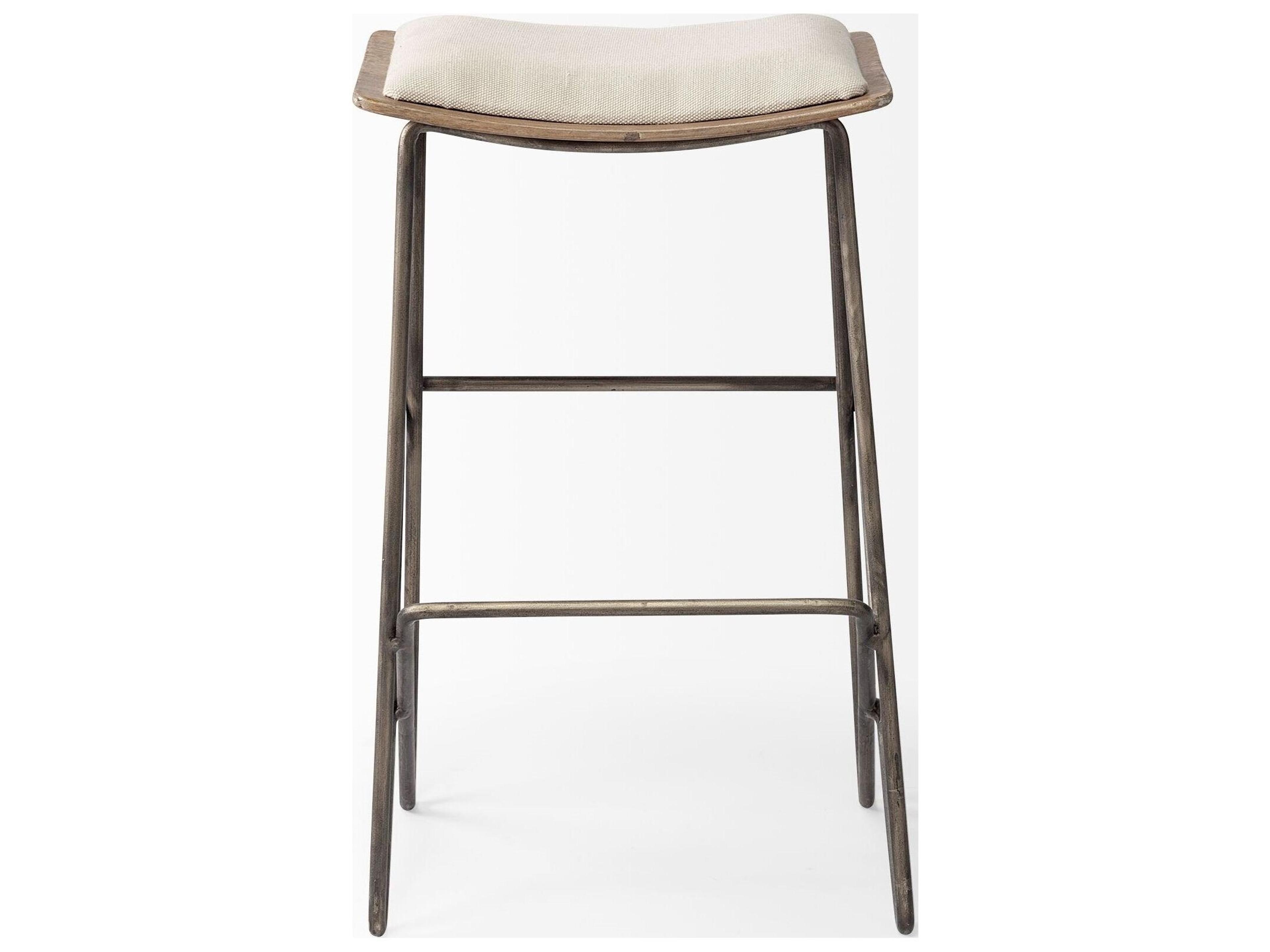 Mercana Katniss 26" Total Height Cream Fabric Seat Gold Metal Frame Counter Stool