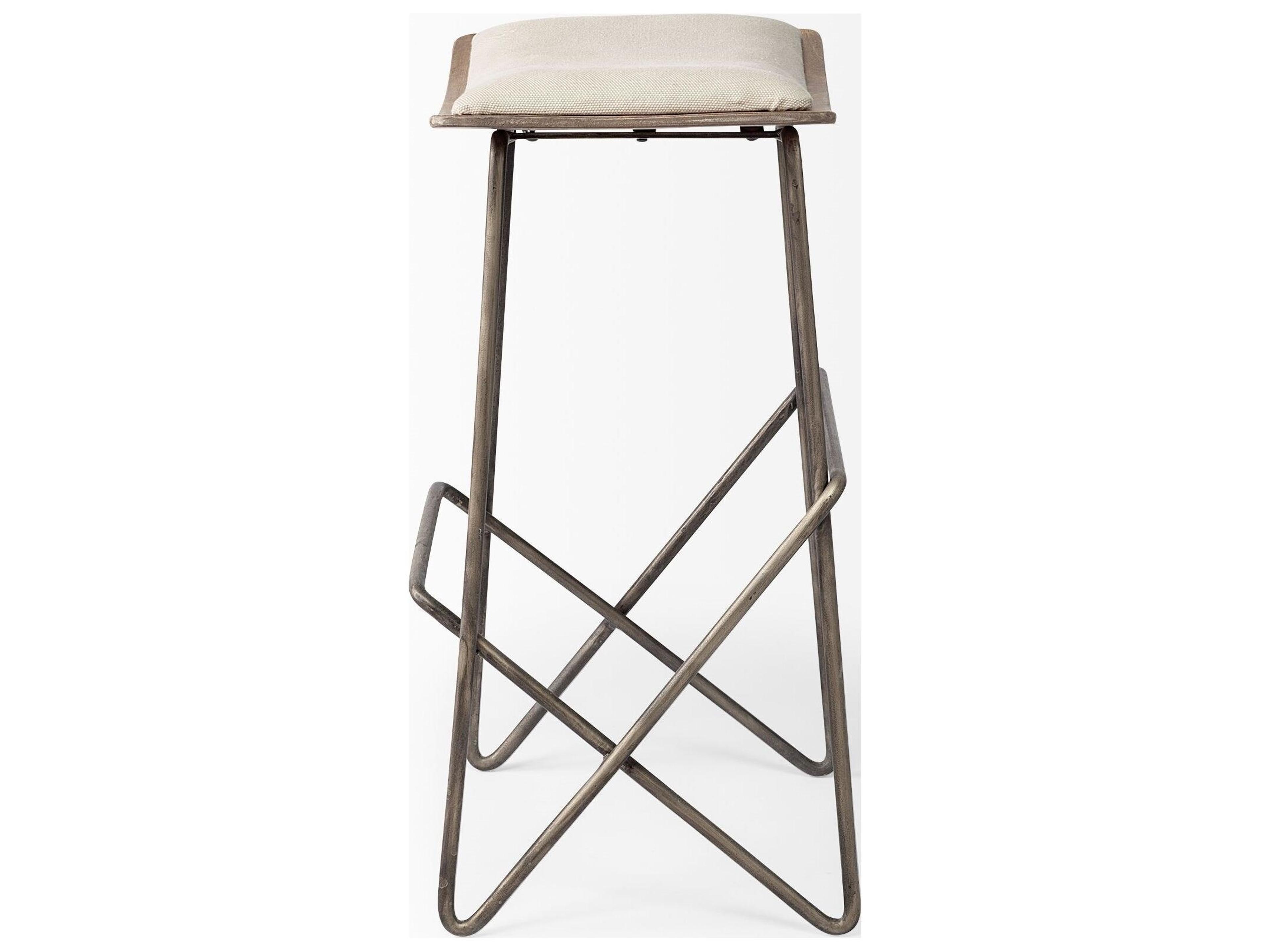 Mercana Katniss 26" Total Height Cream Fabric Seat Gold Metal Frame Counter Stool